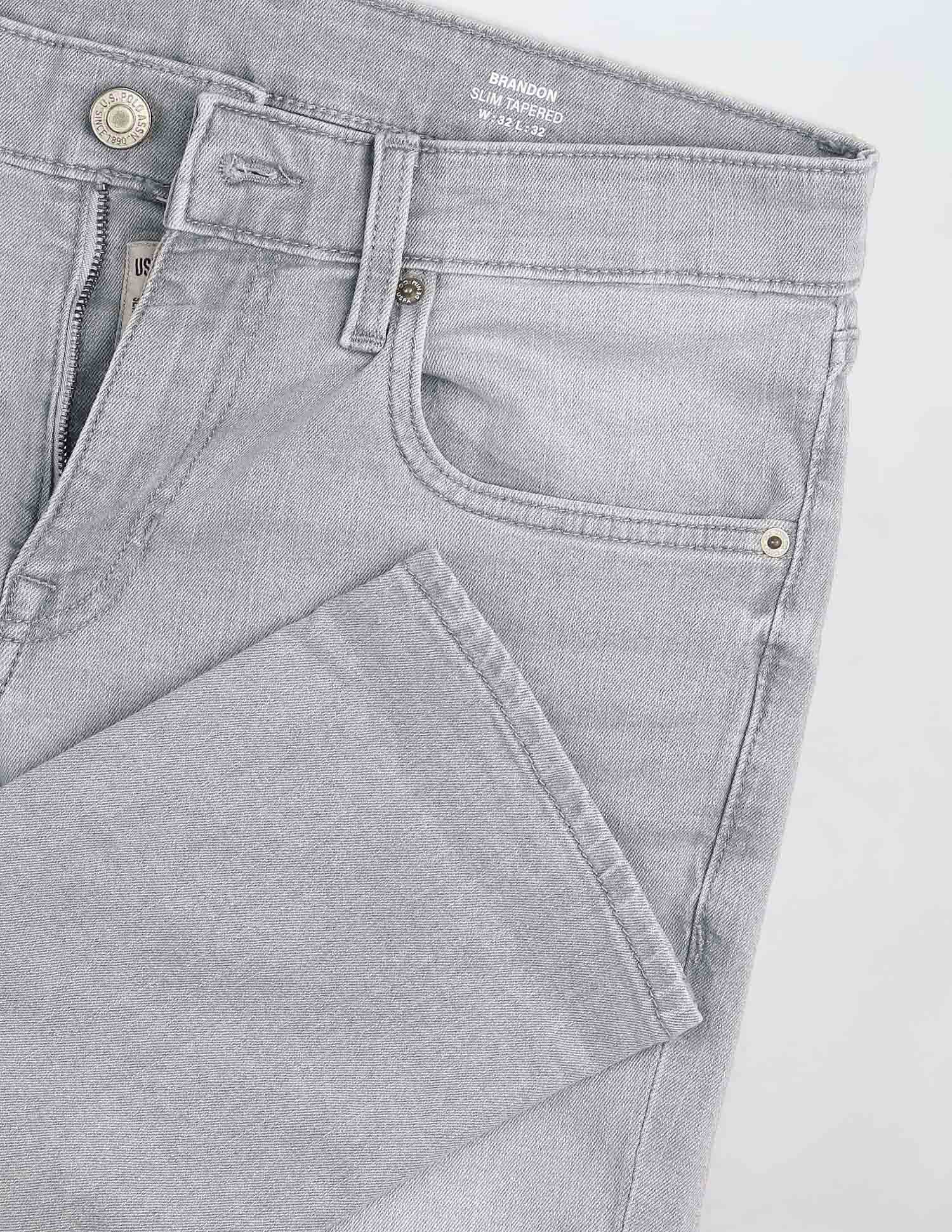 Brandon Slim Tapered Fit Grey Jeans Light Grey Wash - U.S. POLO ASSN. | Large