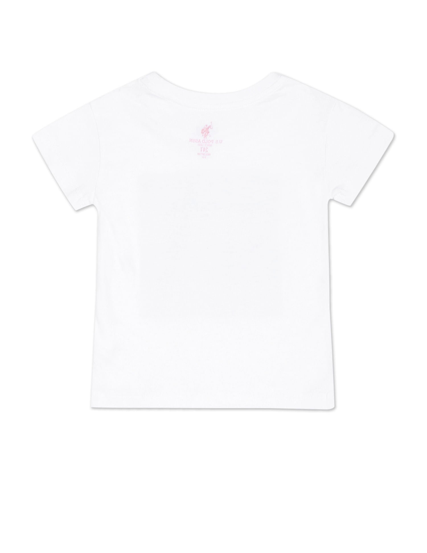 Girls White Crew Neck Glitter Logo T-Shirt White - U.S. POLO ASSN. | Large