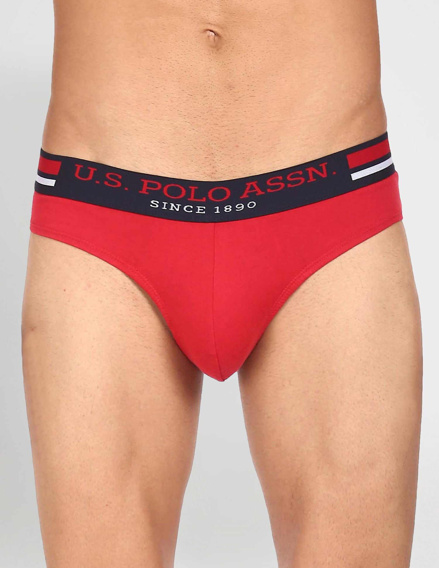 Elasticized Waist Pure Cotton I006 Briefs - Pack Of 3 Grey, Red and Navy - U.S. POLO ASSN. | Large