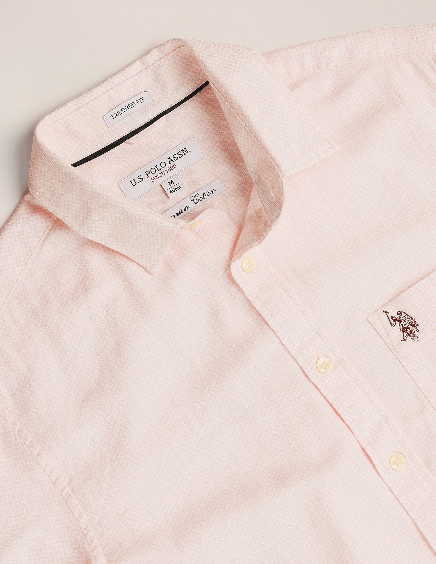 Spread Collar Dobby Shirt Pink - U.S. POLO ASSN. | Large
