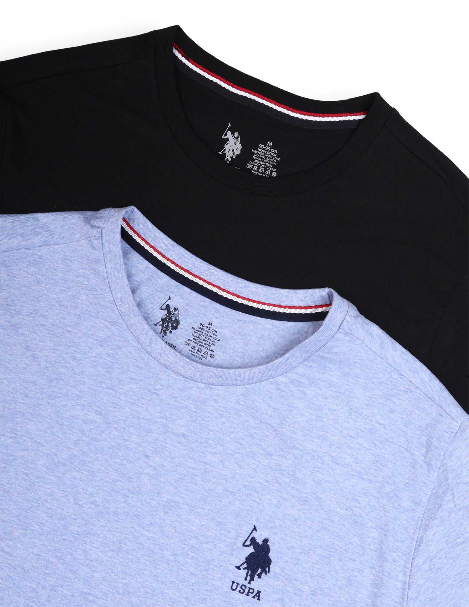 Tonal Logo Cotton 1633 Lounge T-Shirt - Pack Of 2 Blue and Black - U.S. Polo Assn. India | Large