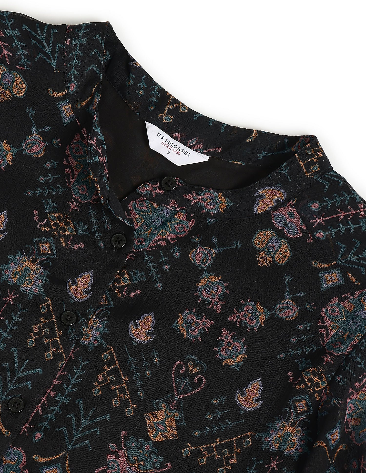 Motif Print Long Sleeve Shirt Black - U.S. Polo Assn. India | Large