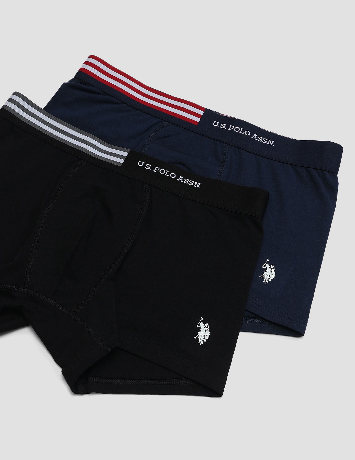 Flag Elastic Antibacterial OET06 Trunks - Pack Of 2 Navy and Black - U.S. POLO ASSN. | Large