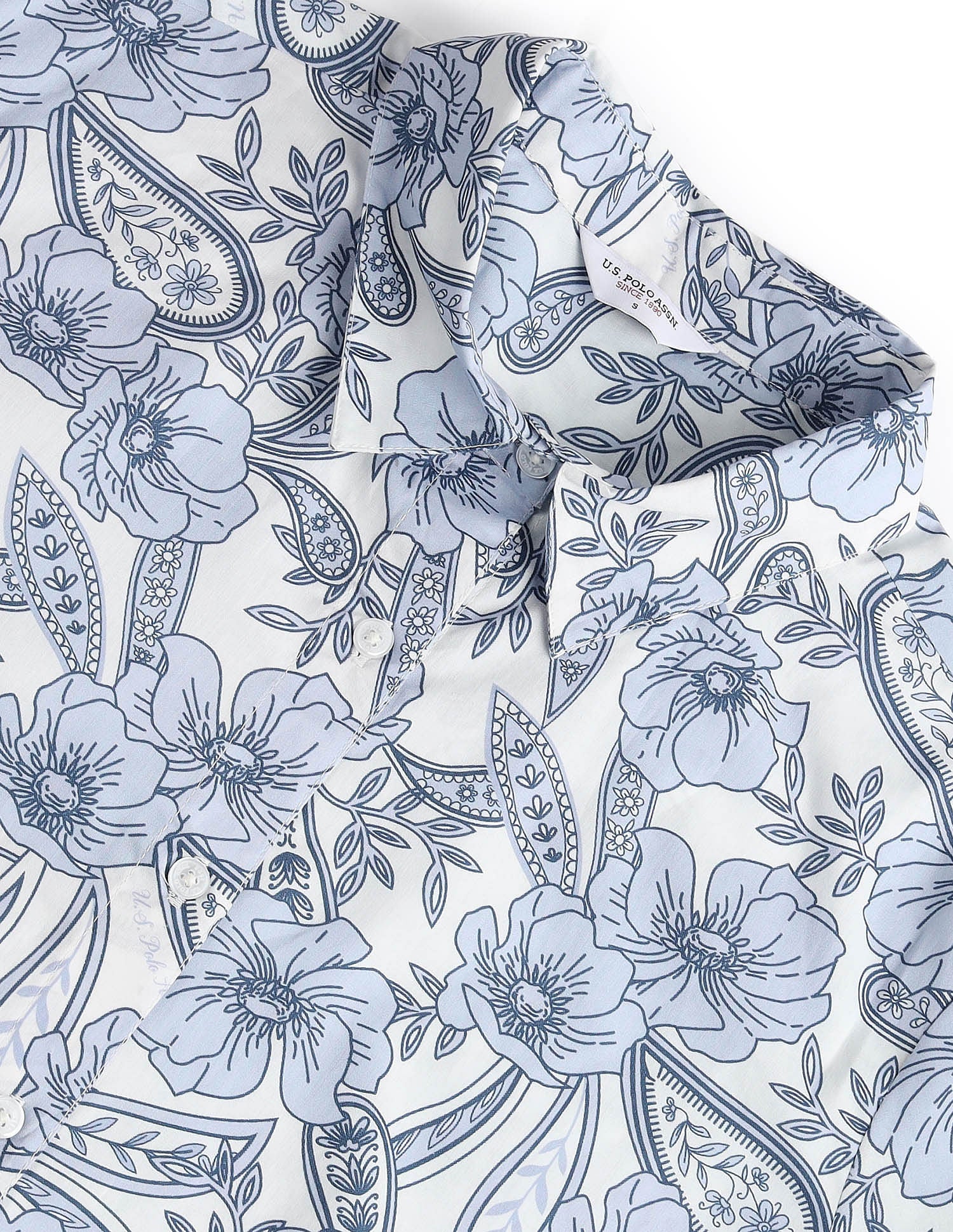 Pure Cotton Floral Shirt Blue - U.S. POLO ASSN. | Large