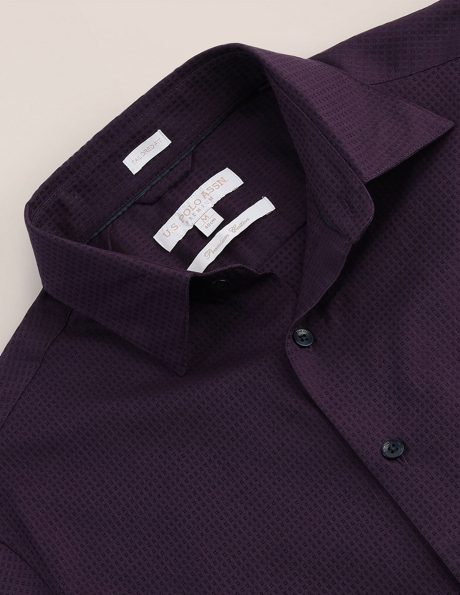 Premium Cotton Dobby Shirt Wine - U.S. Polo Assn. India | Large