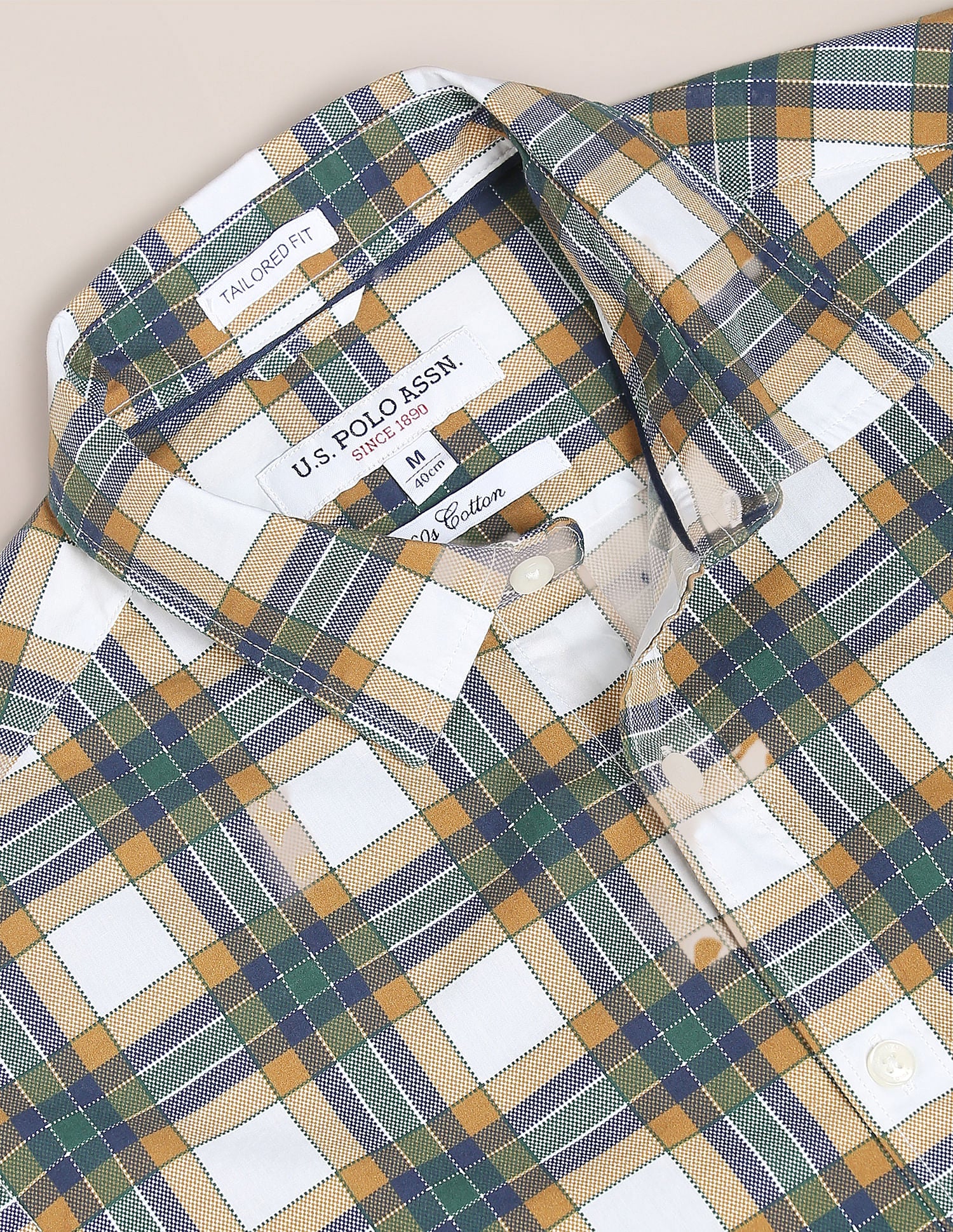 Tartan Check Cotton Casual Shirt Mustard, Green and Navy - U.S. Polo Assn. India | Large