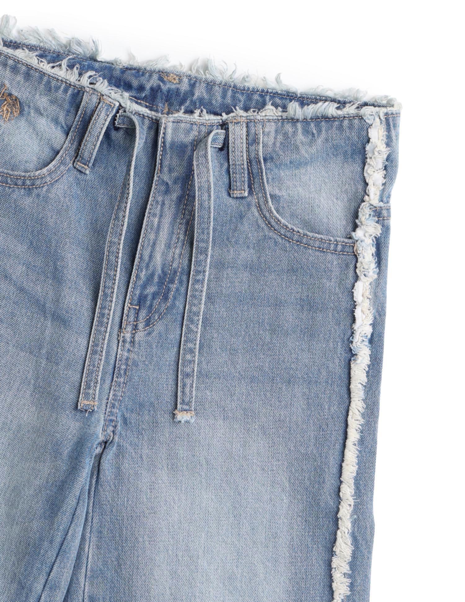 Girls Mid Rise Wide Leg Jeans Blue - U.S. POLO ASSN. | Large