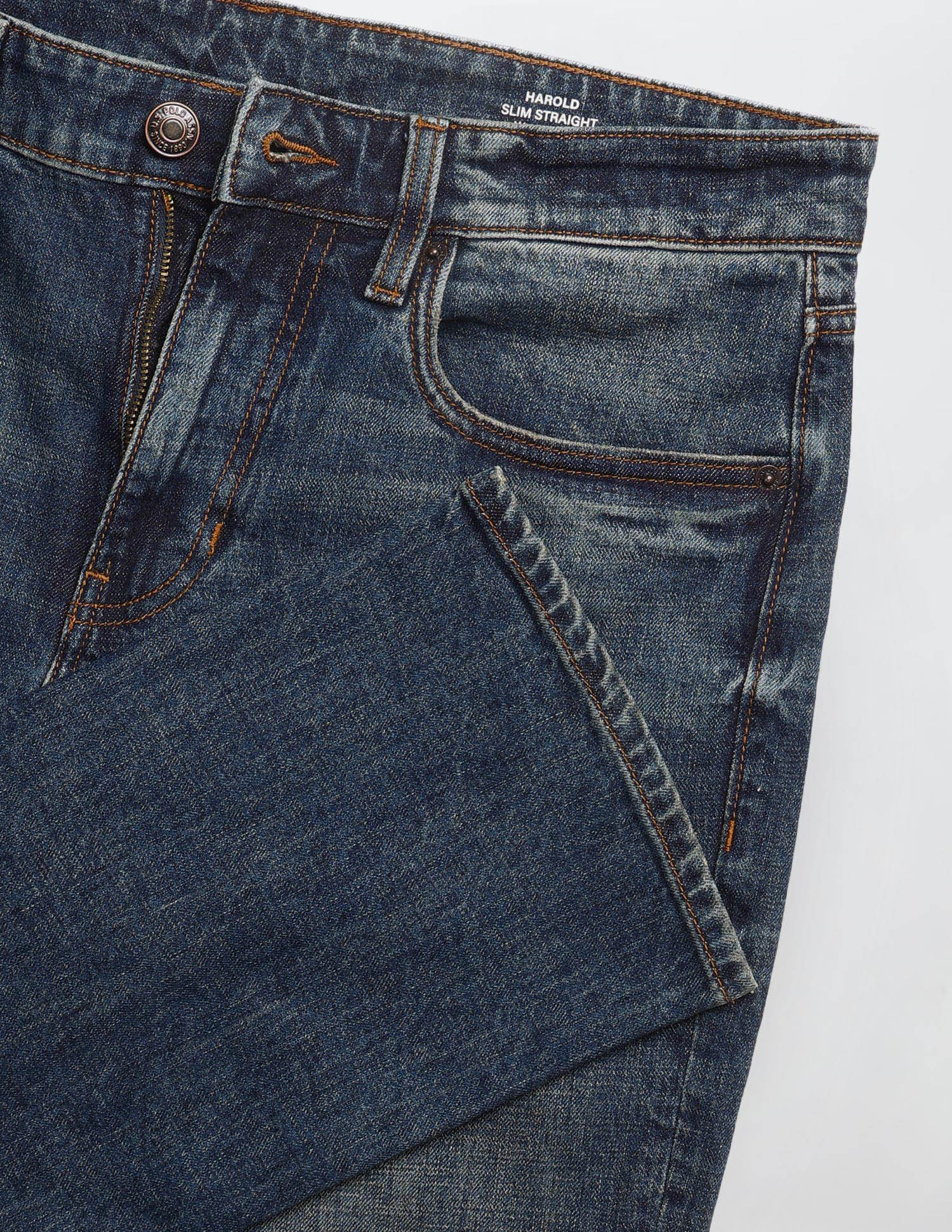 Harold Slim Straight Fit Blue Jeans Dark Blue - U.S. Polo Assn. India | Large