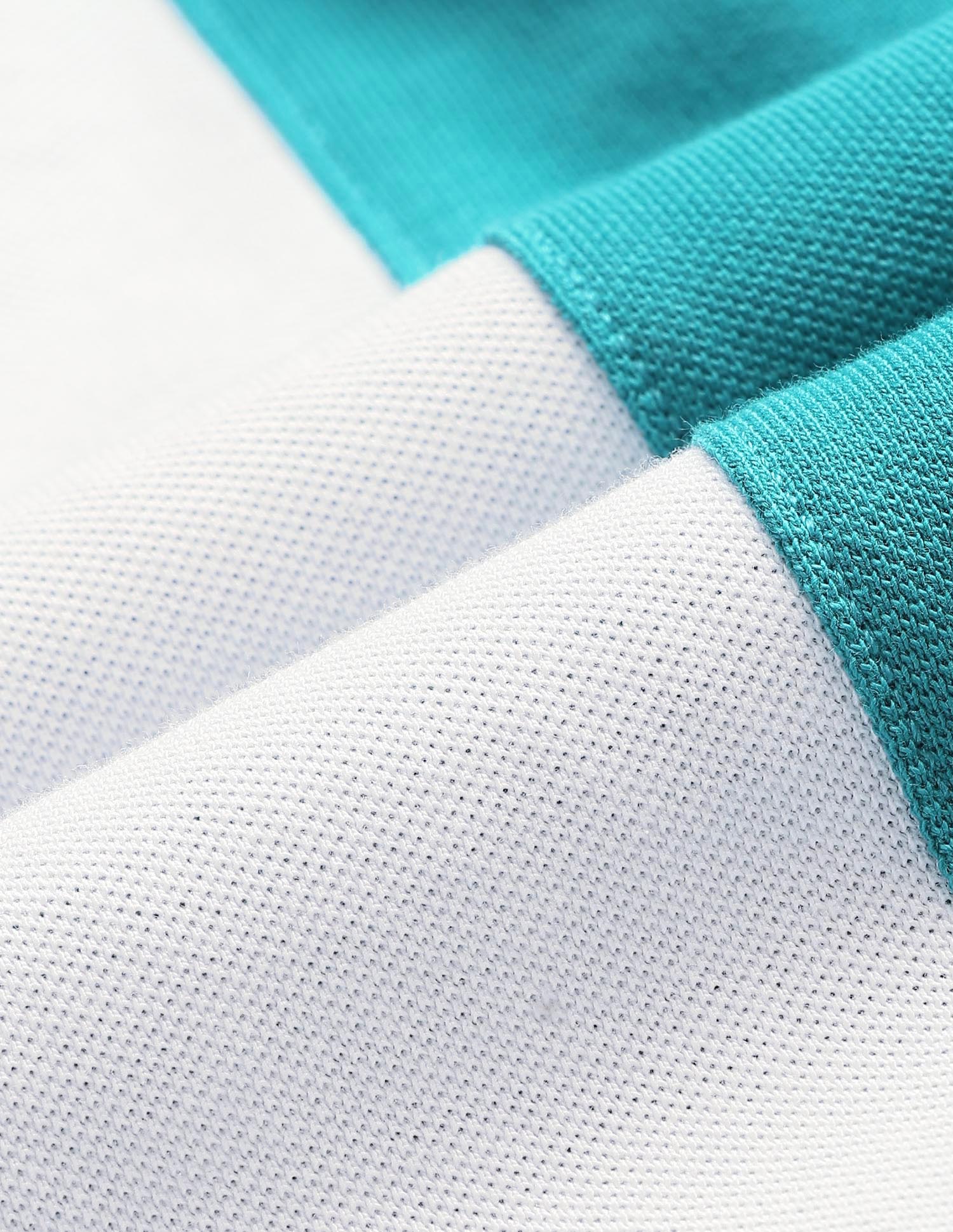 Colour Block Cotton Polo Shirt Green and White - U.S. POLO ASSN. | Large