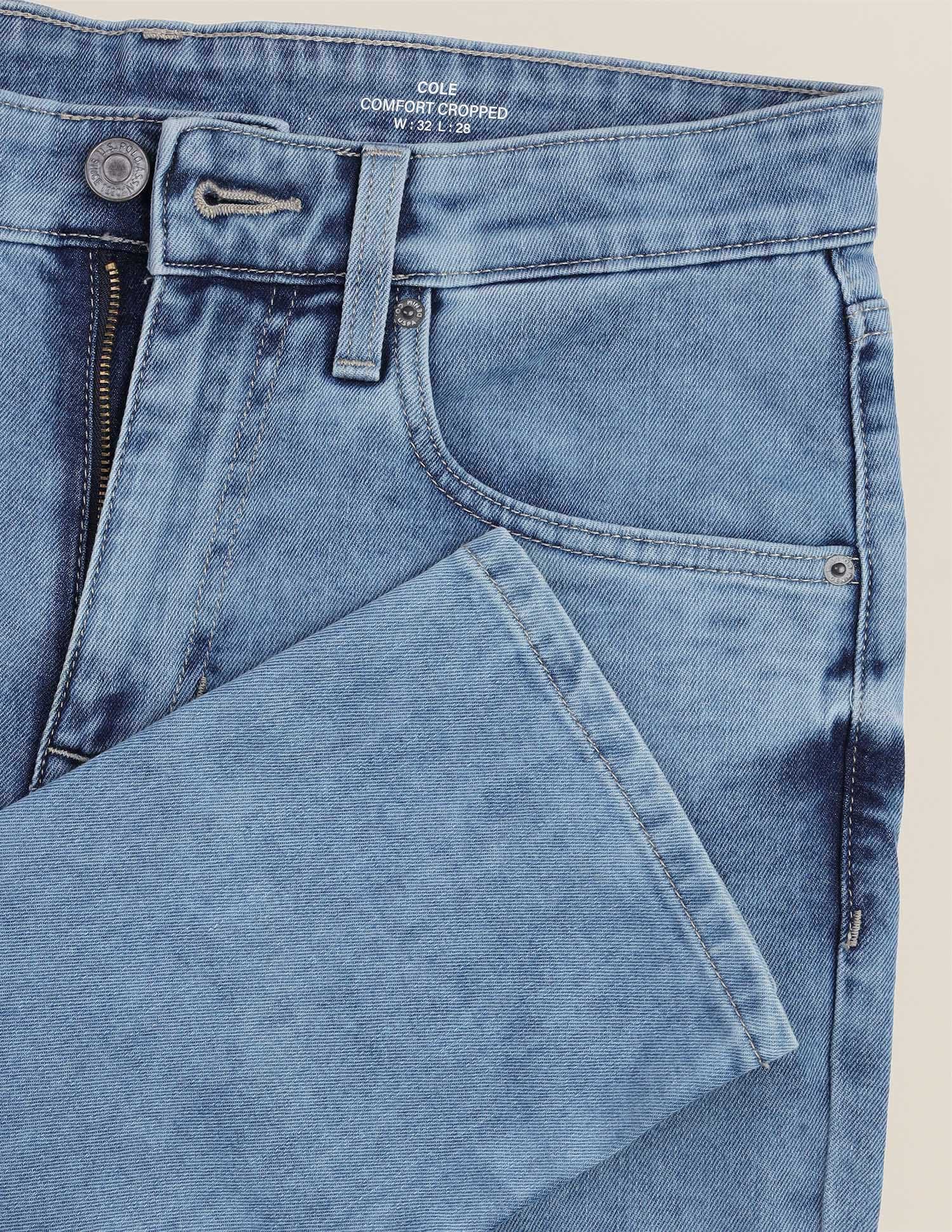 Cole Comfort Cropped Fit Blue Jeans Blue - U.S. Polo Assn. India | Large