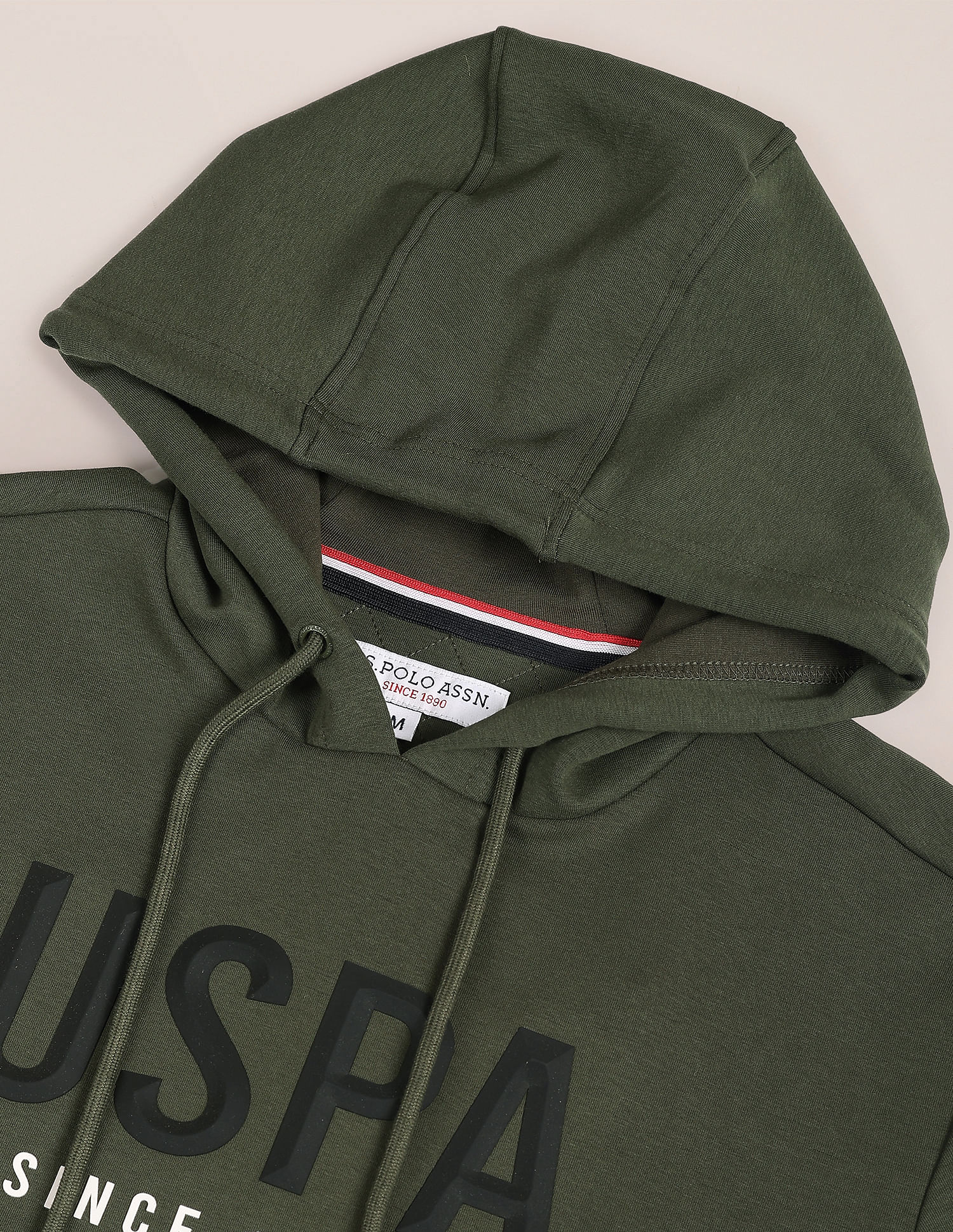 Appliqued Logo Hooded Sweatshirt Olive - U.S. POLO ASSN. | Large