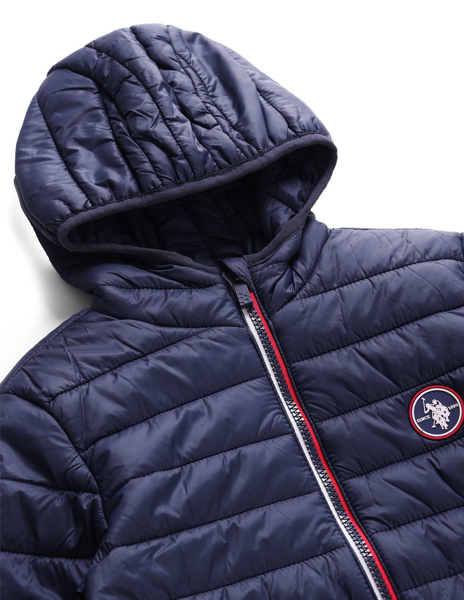 Boys Navy Hooded Solid Puffer Jacket Navy - U.S. Polo Assn. India | Large
