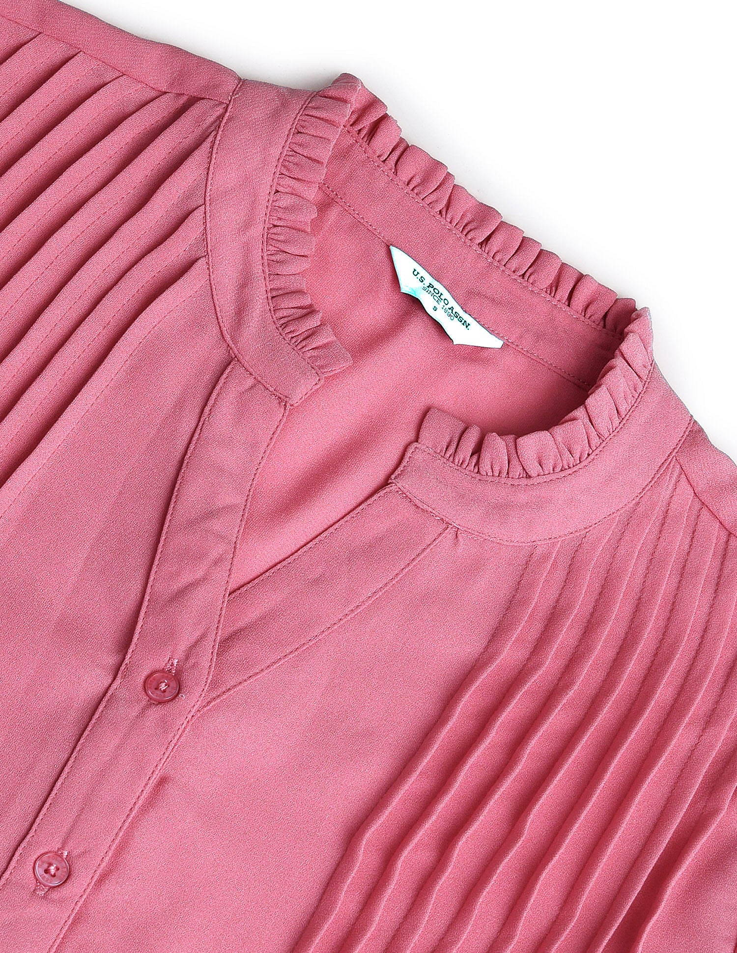 Front Pleat Mandarin Collar Top Pink - U.S. POLO ASSN. | Large