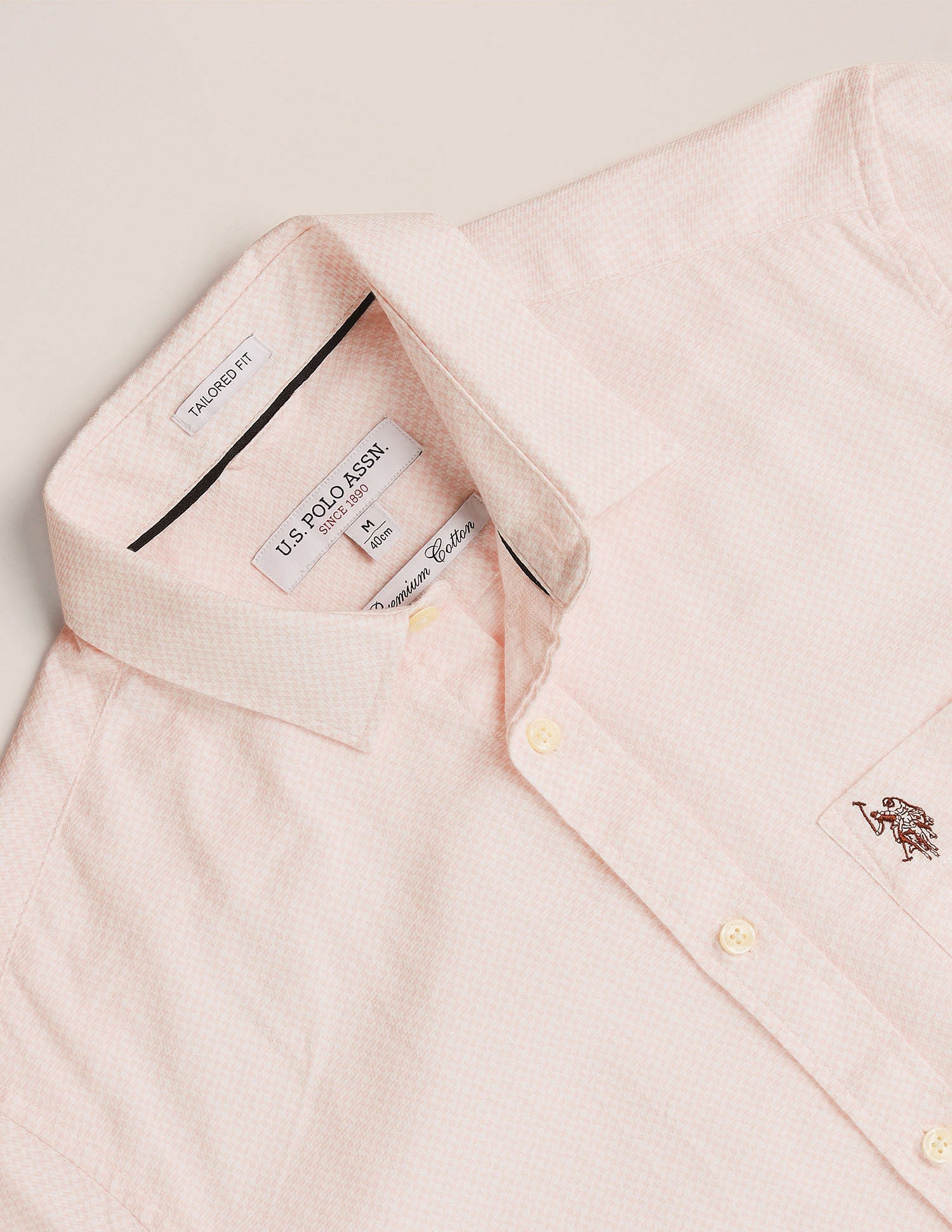Spread Collar Dobby Shirt Pink - U.S. Polo Assn. India | Large
