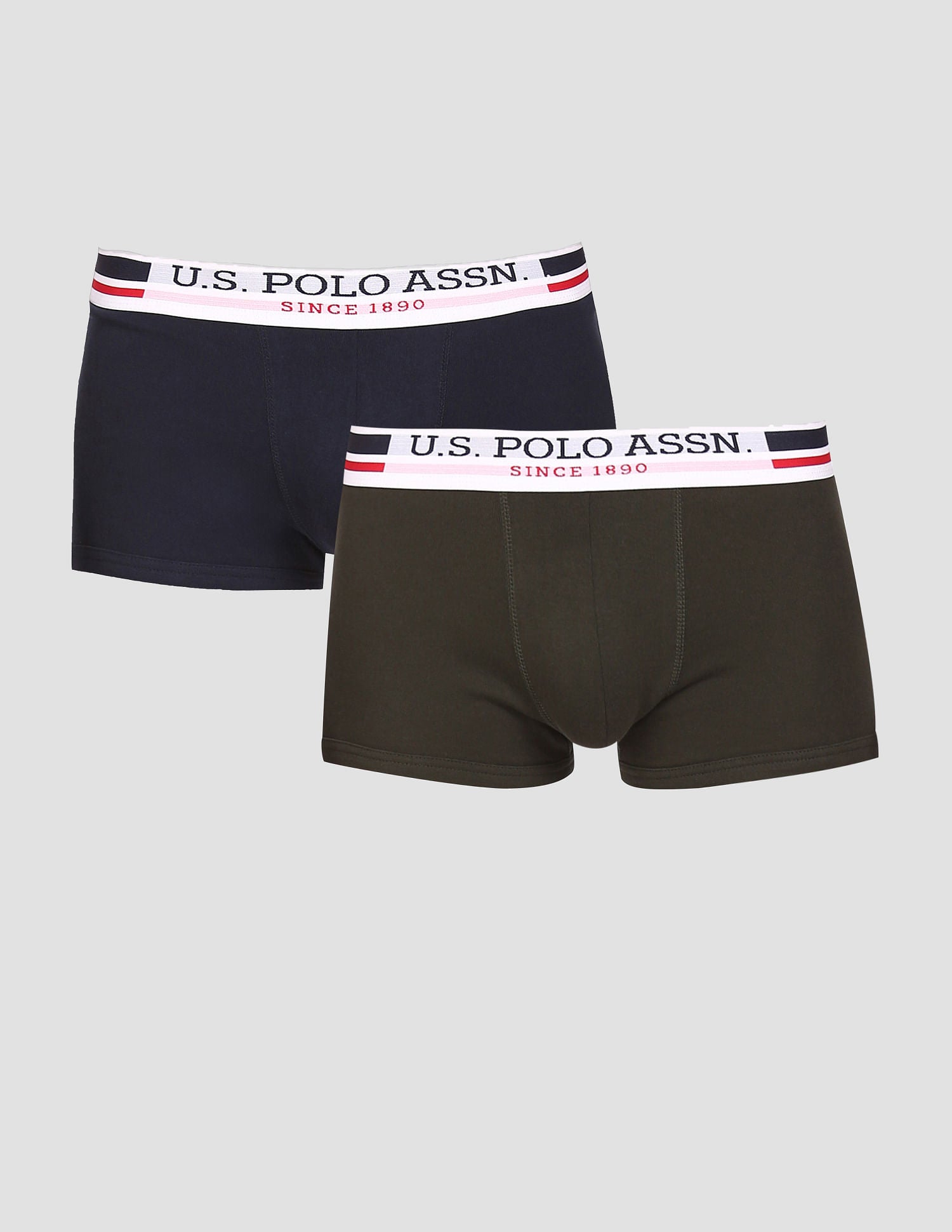 Mid Rise Cotton I641 Trunks - Pack Of 2 Navy and Olive - U.S. POLO ASSN. | Large