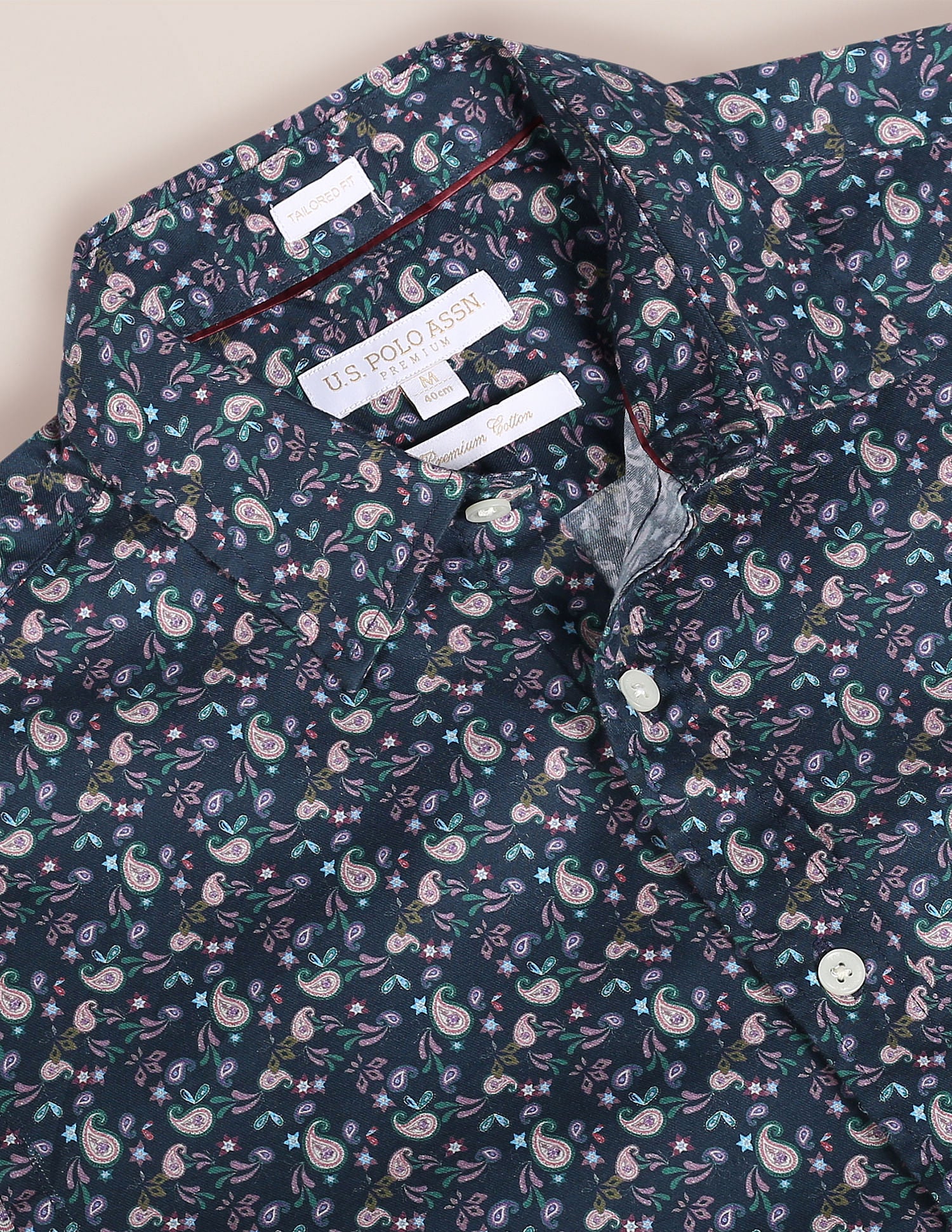 Paisley Print Twill Shirt Teal - U.S. Polo Assn. India | Large