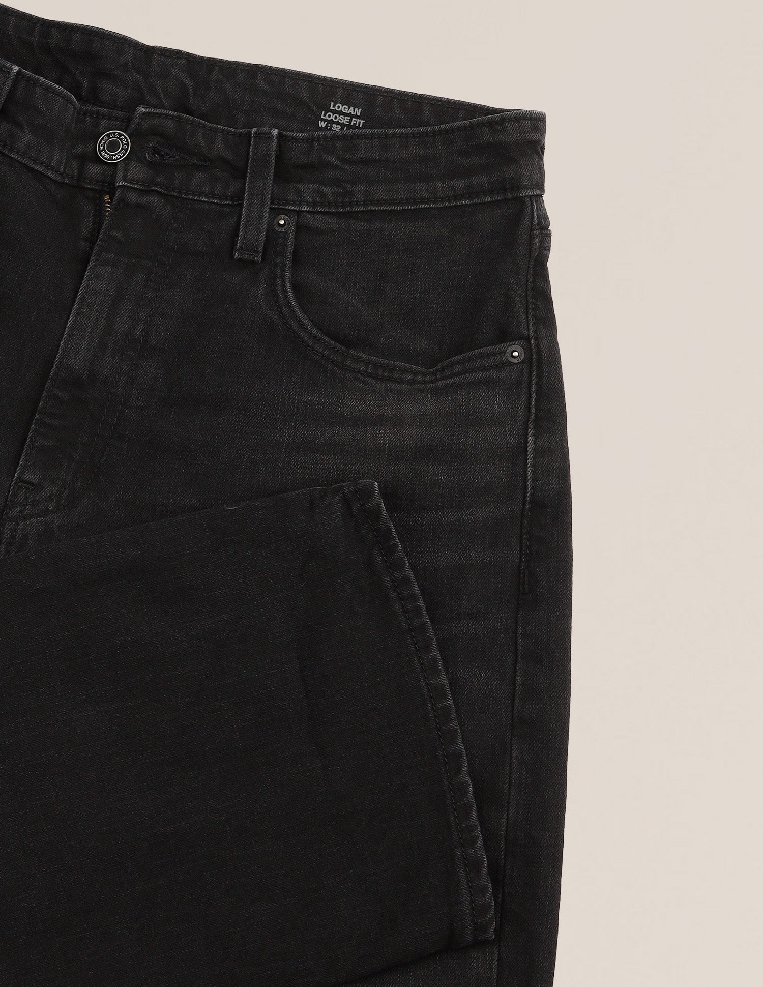Logan Loose Straight Fit Black Jeans Washed Black - U.S. Polo Assn. India | Large