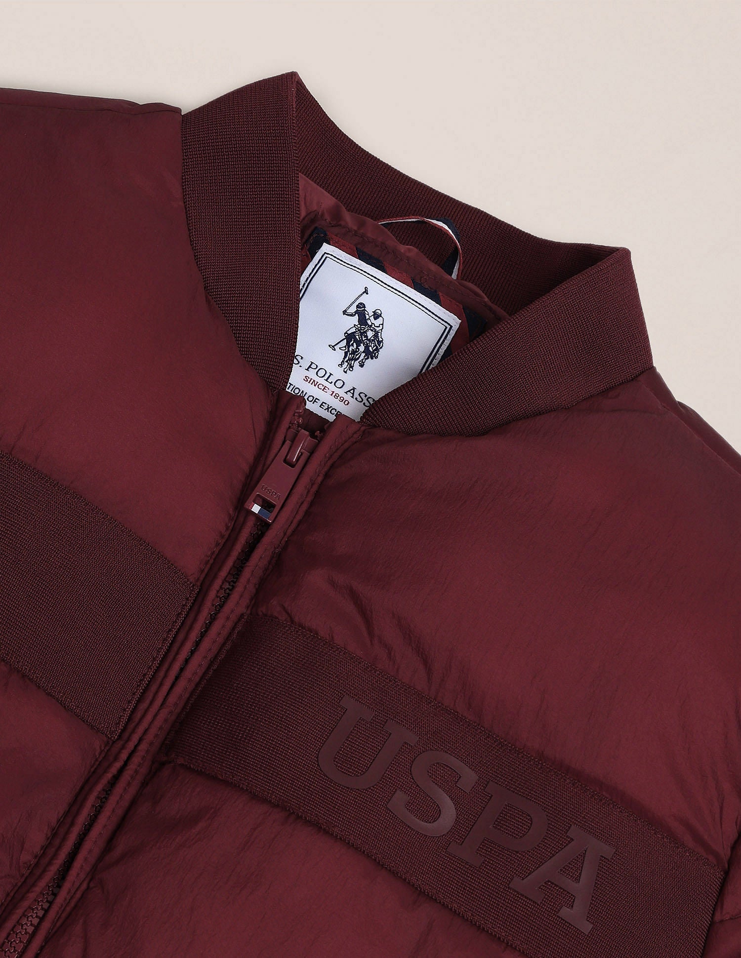 Regular Fit Solid Padded Jacket Red - U.S. POLO ASSN. | Large