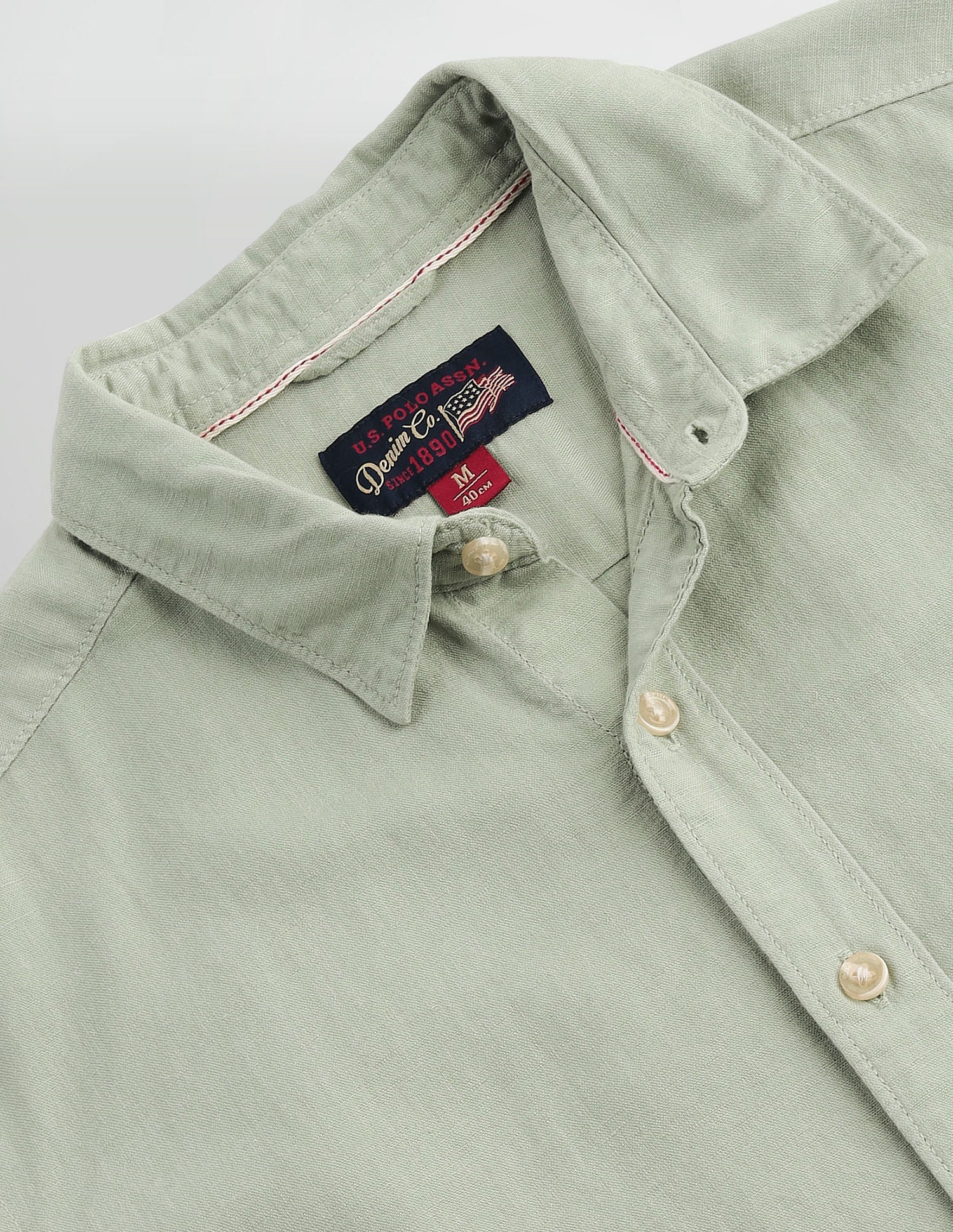 Slim Fit Short Sleeve Shirt Light Green - U.S. Polo Assn. India | Large