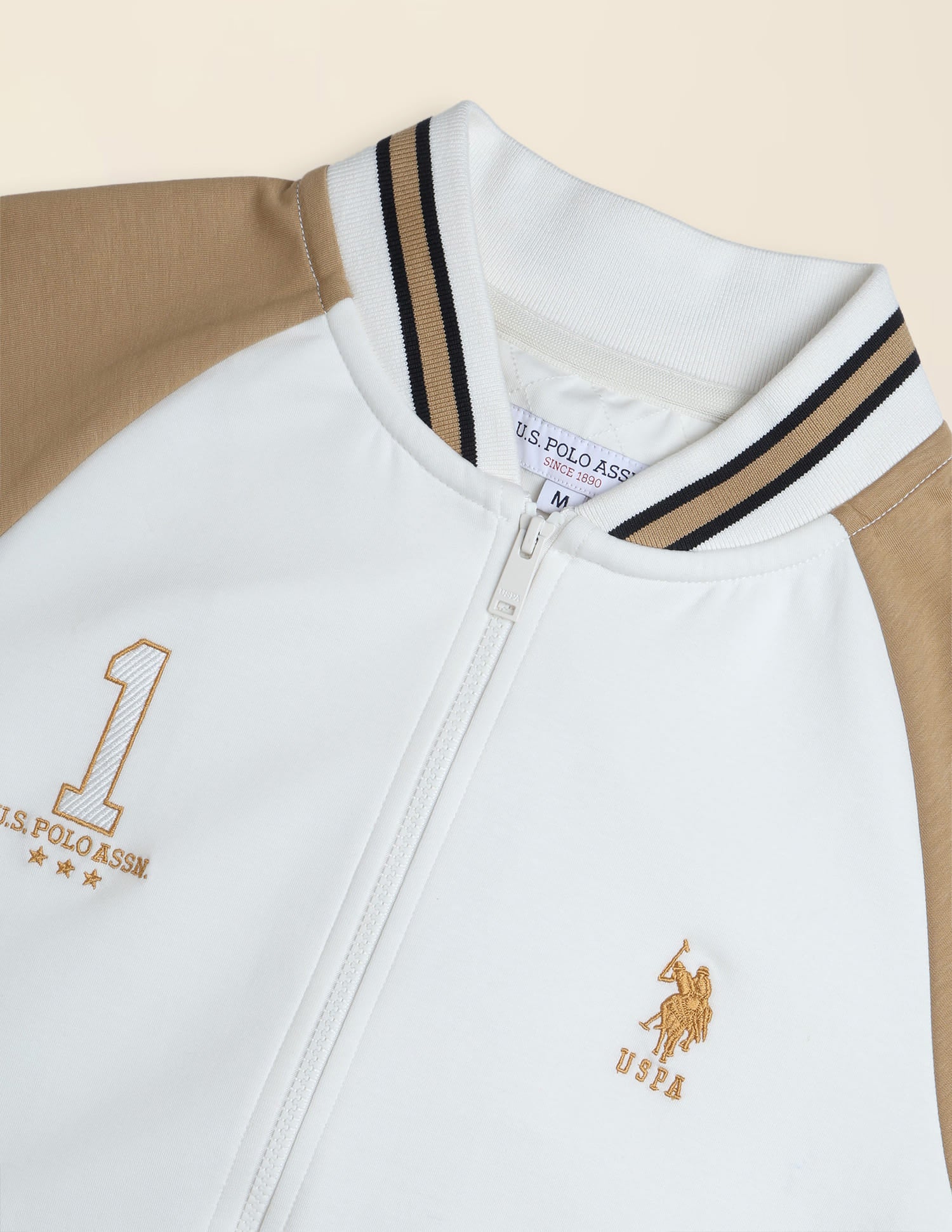 Colour Blocked Regular Fit Sweatshirt White - U.S. Polo Assn. India | Large