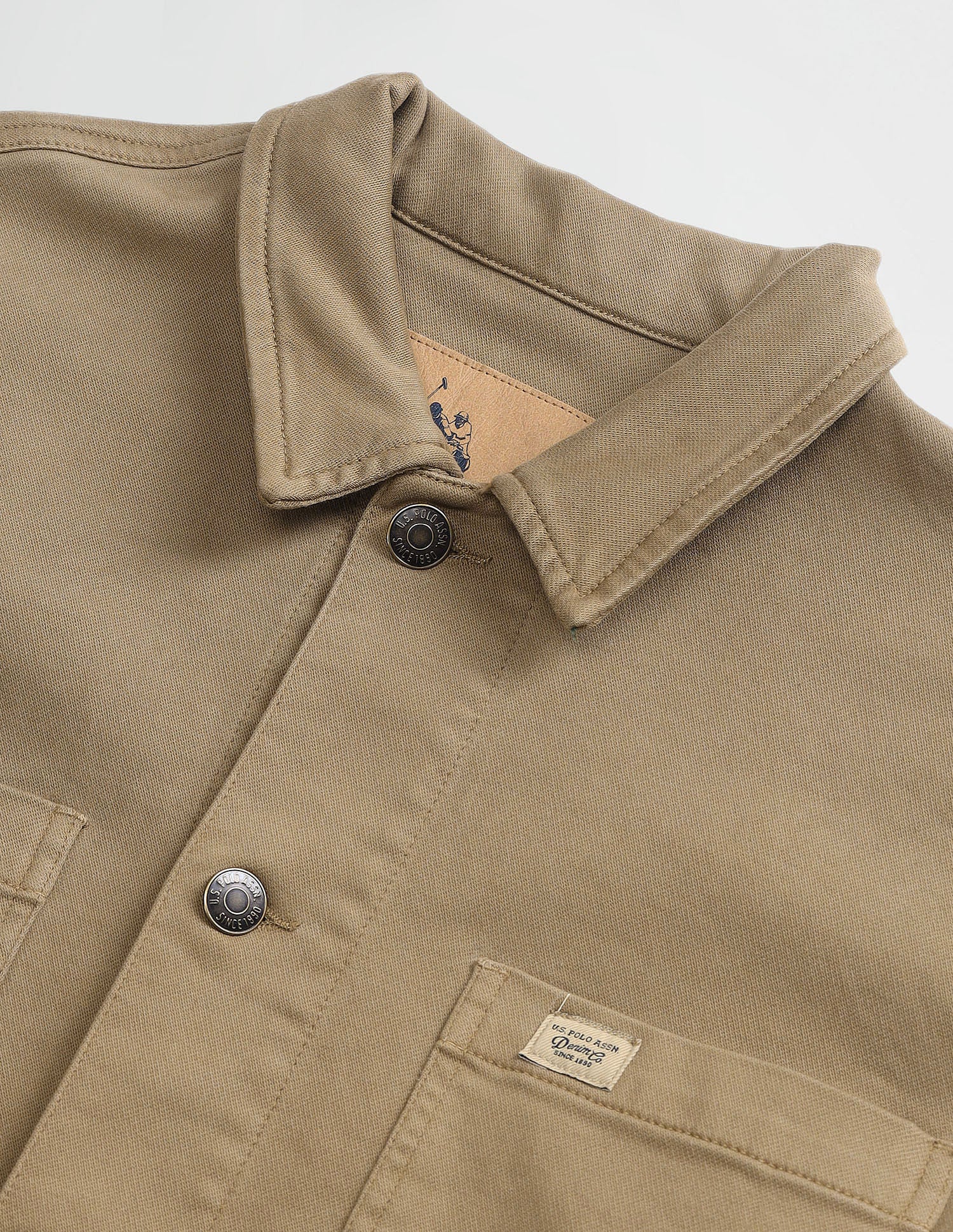 Pure Cotton Solid Jacket Khaki - U.S. POLO ASSN. | Large