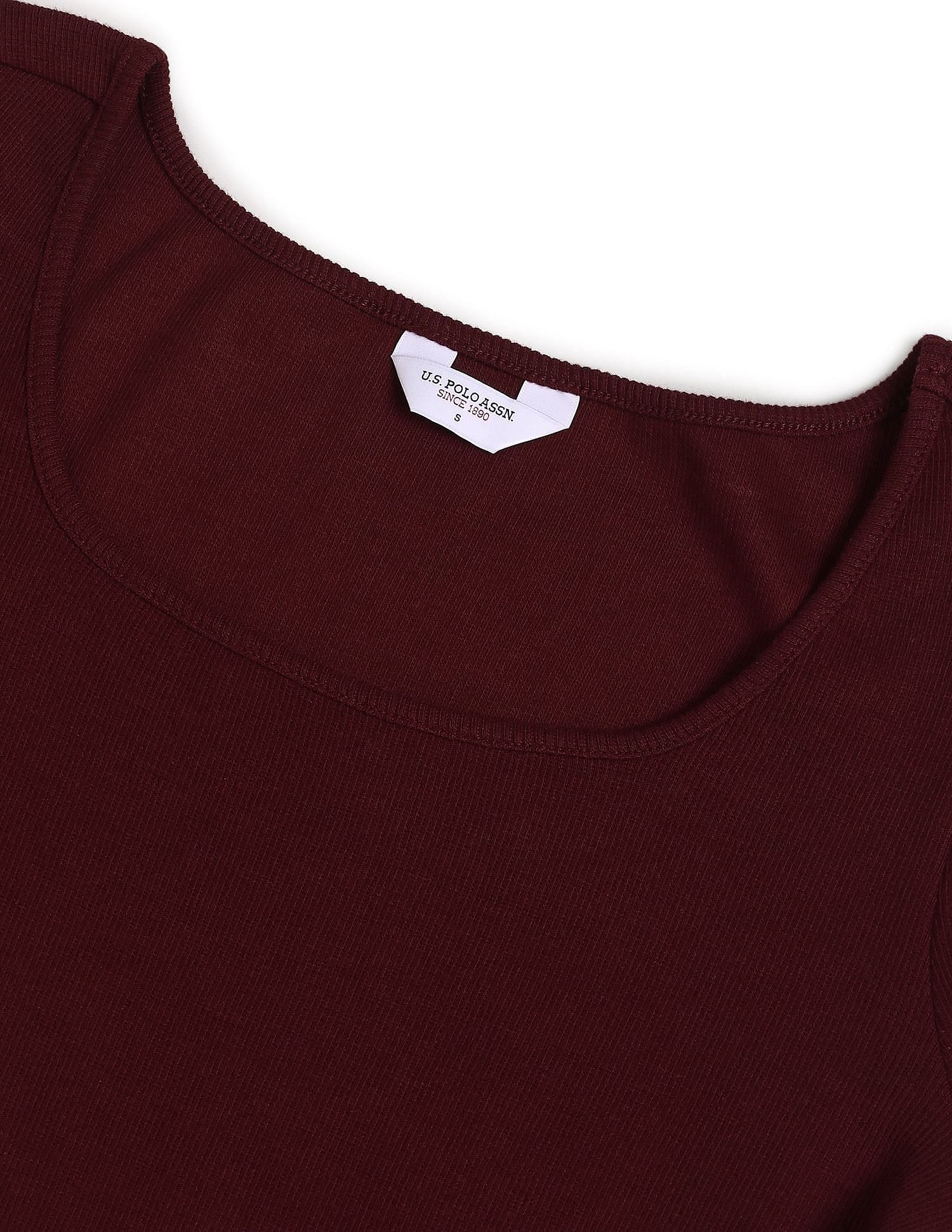 Square Neck Solid Knit Top Maroon - U.S. Polo Assn. India | Large