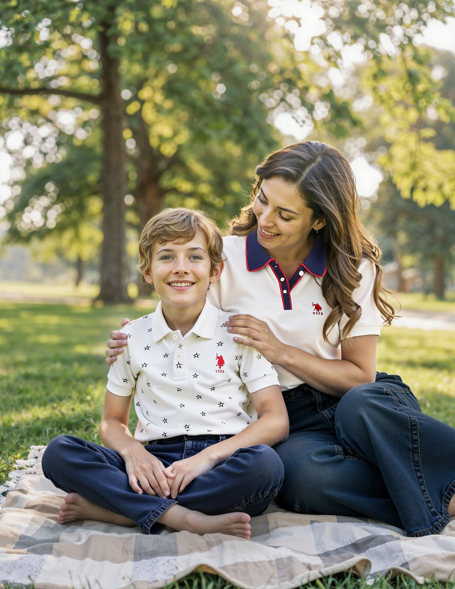 Boys Geometric Polo Shirt Ecru - U.S. POLO ASSN. | Large