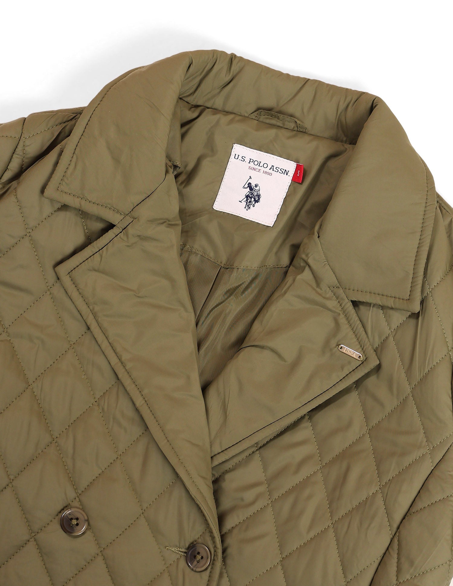 Solid Longline Qulited Jacket Green - U.S. POLO ASSN. | Large