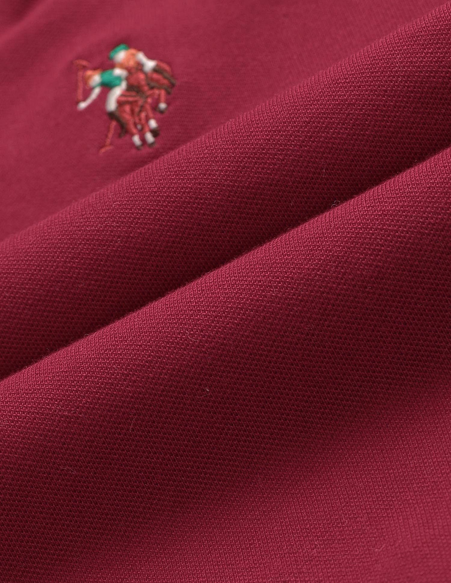 Regular Fit Solid Polo Shirt Dark Red - U.S. POLO ASSN. | Large