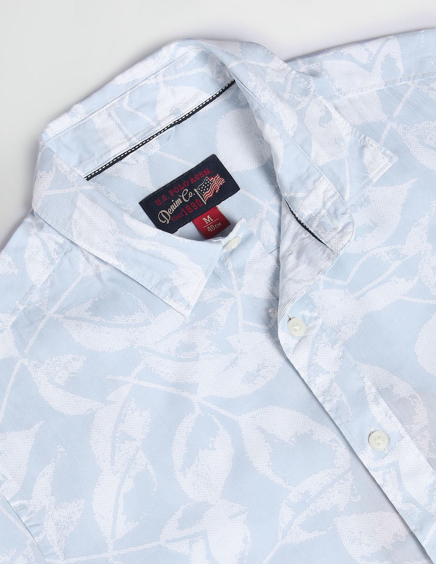 Floral Print Cotton Shirt Blue - U.S. Polo Assn. India | Large