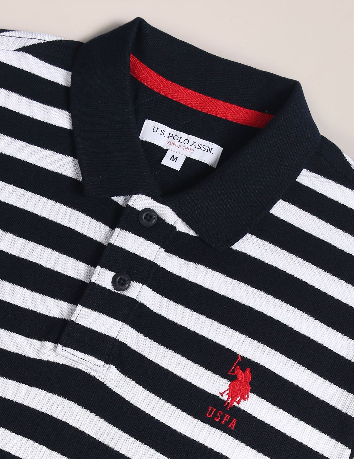 Horizontal Stripe Cotton Polo Shirt Navy - U.S. POLO ASSN. | Large