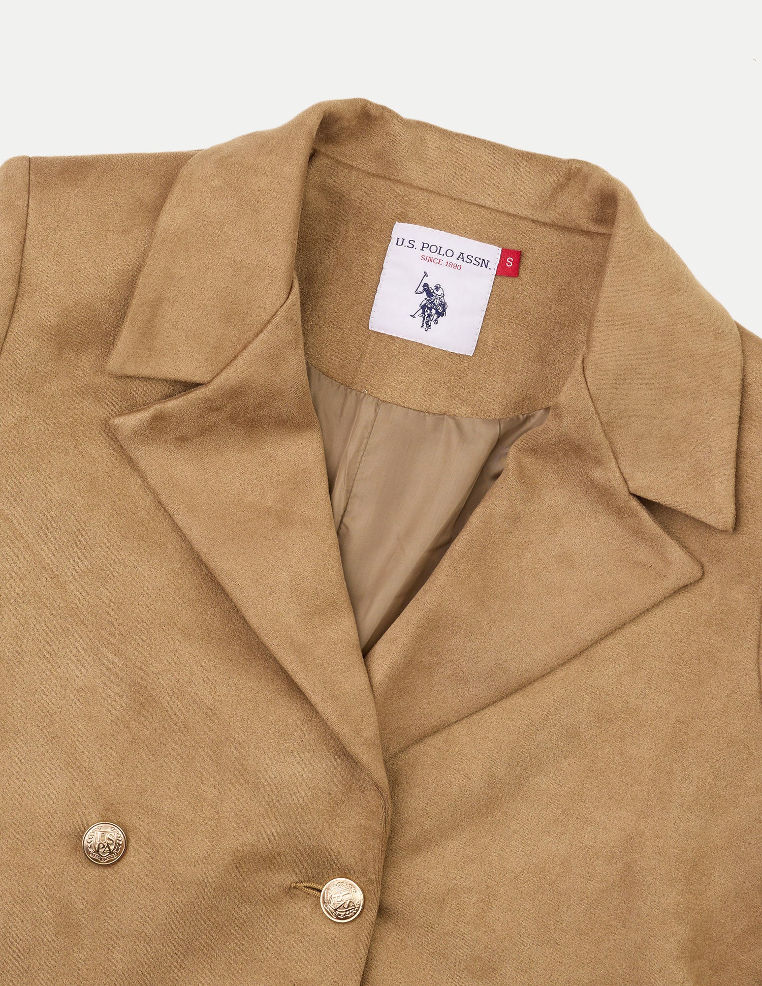 Solid Longline Double Breasted Jacket Brown - U.S. Polo Assn. India | Large