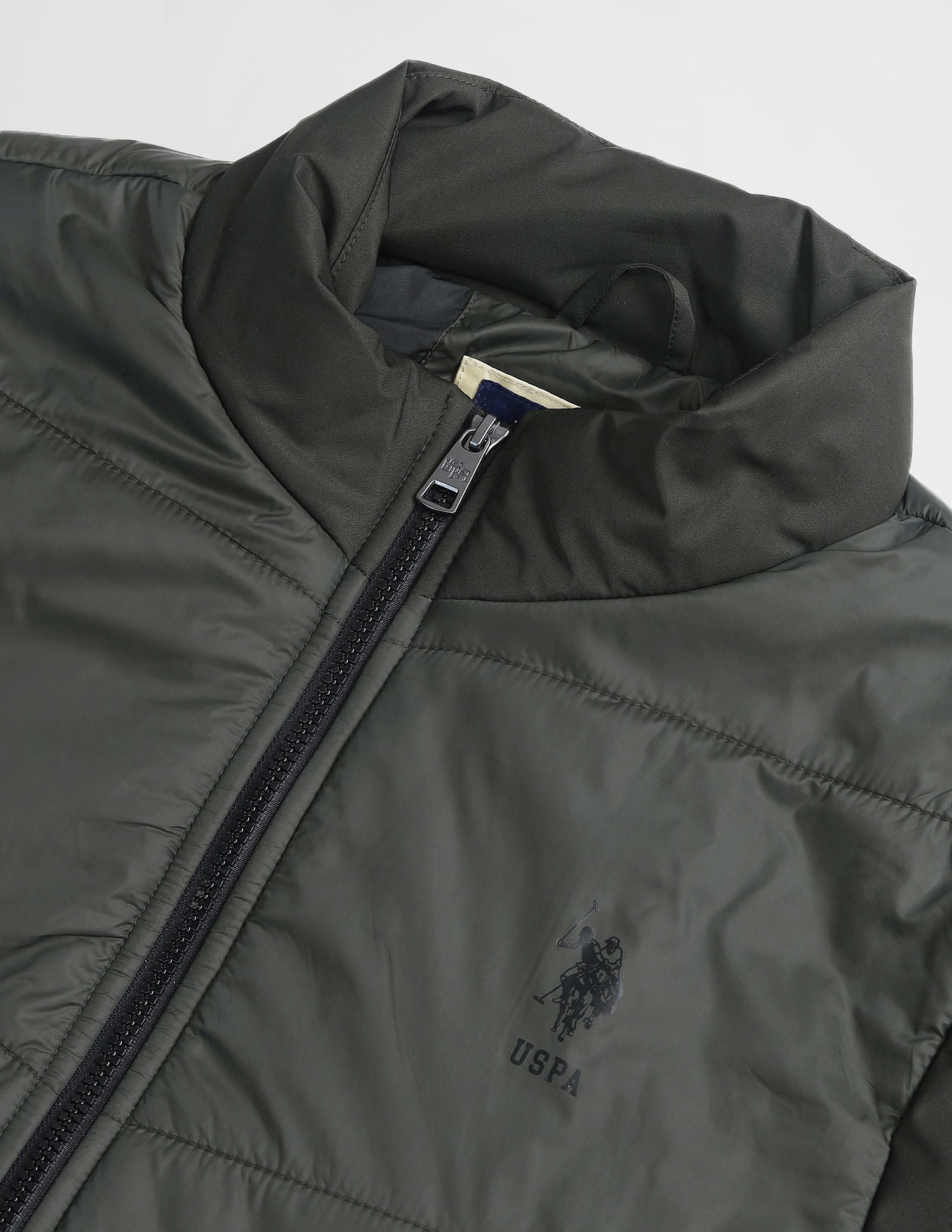 Regular Fit Solid Padded Jacket Olive - U.S. Polo Assn. India | Large