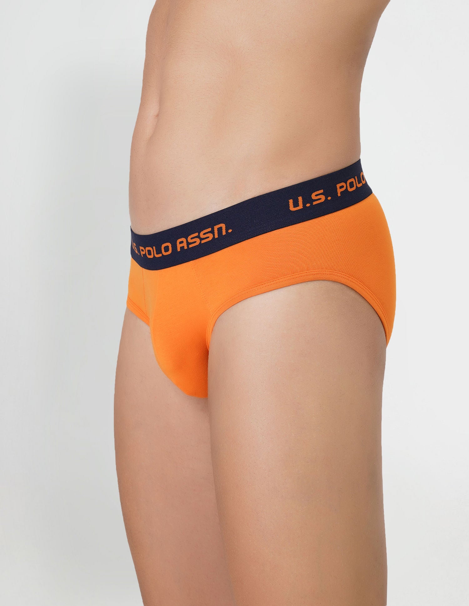 Brushed Elastic Cotton Stretch IYAJ Briefs - Pack Of 2 Orange and Blue - U.S. POLO ASSN. | Large