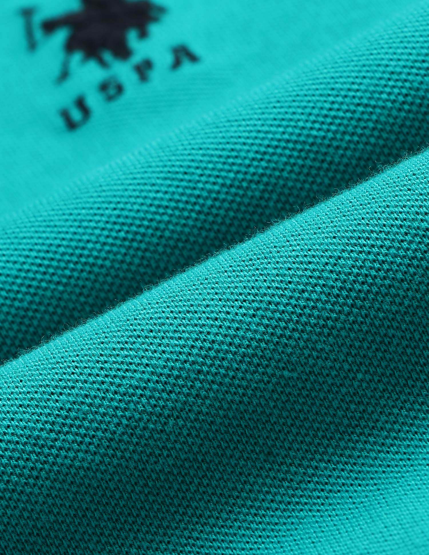 Branded Collar Pique Polo Shirt Green - U.S. POLO ASSN. | Large