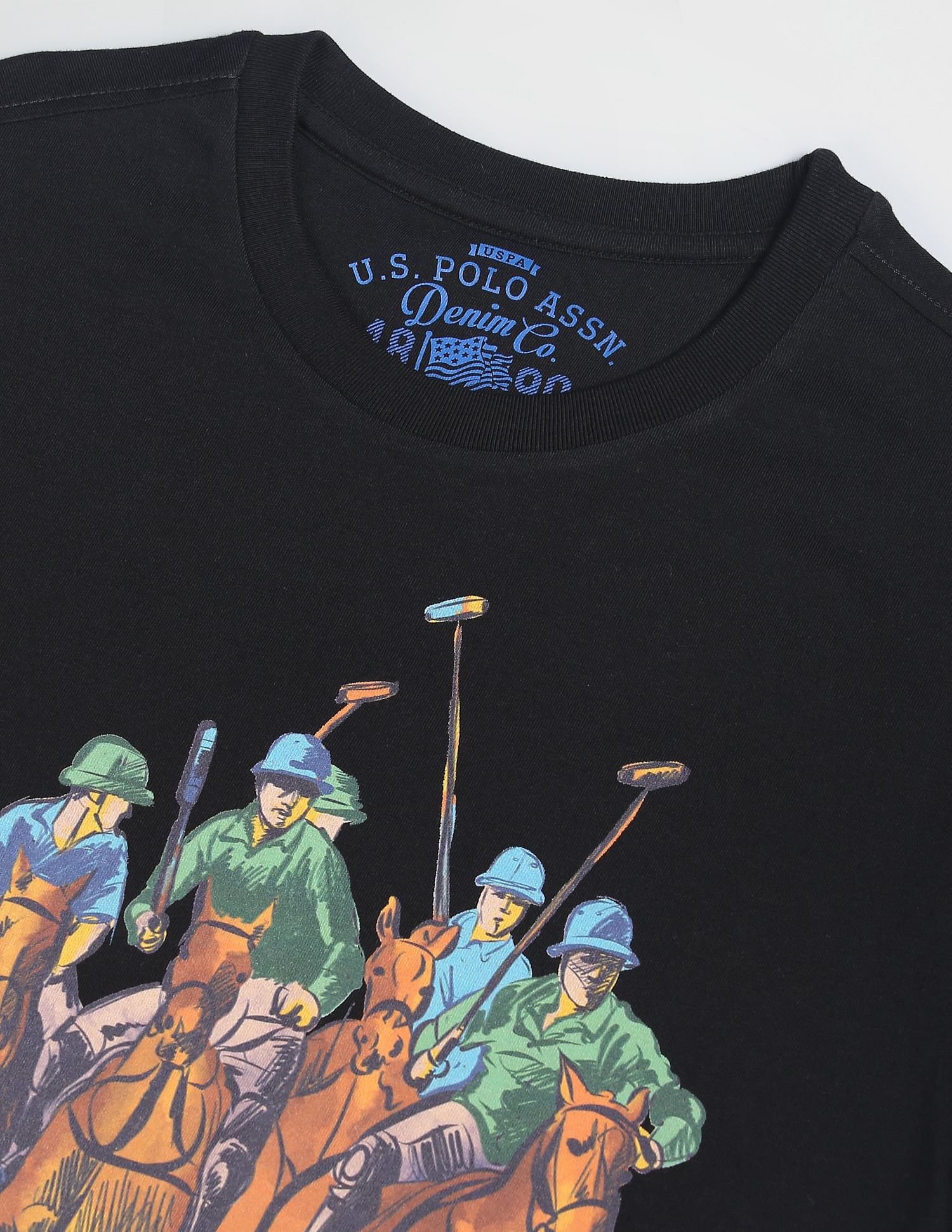 Brand Print Cotton T-Shirt Black - U.S. POLO ASSN. | Large