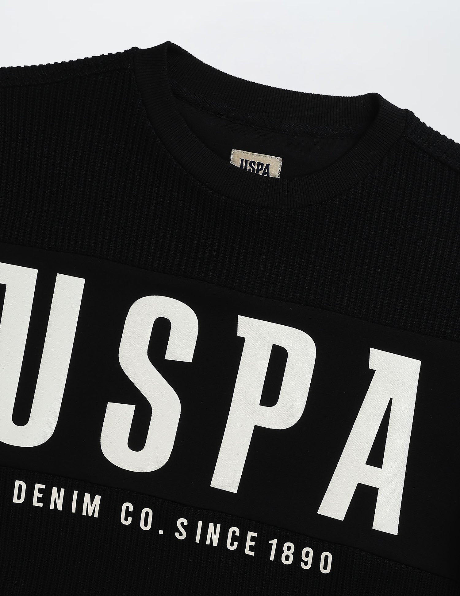 Brand Printed Black & Gold Sweatshirt Black - U.S. POLO ASSN. | Large