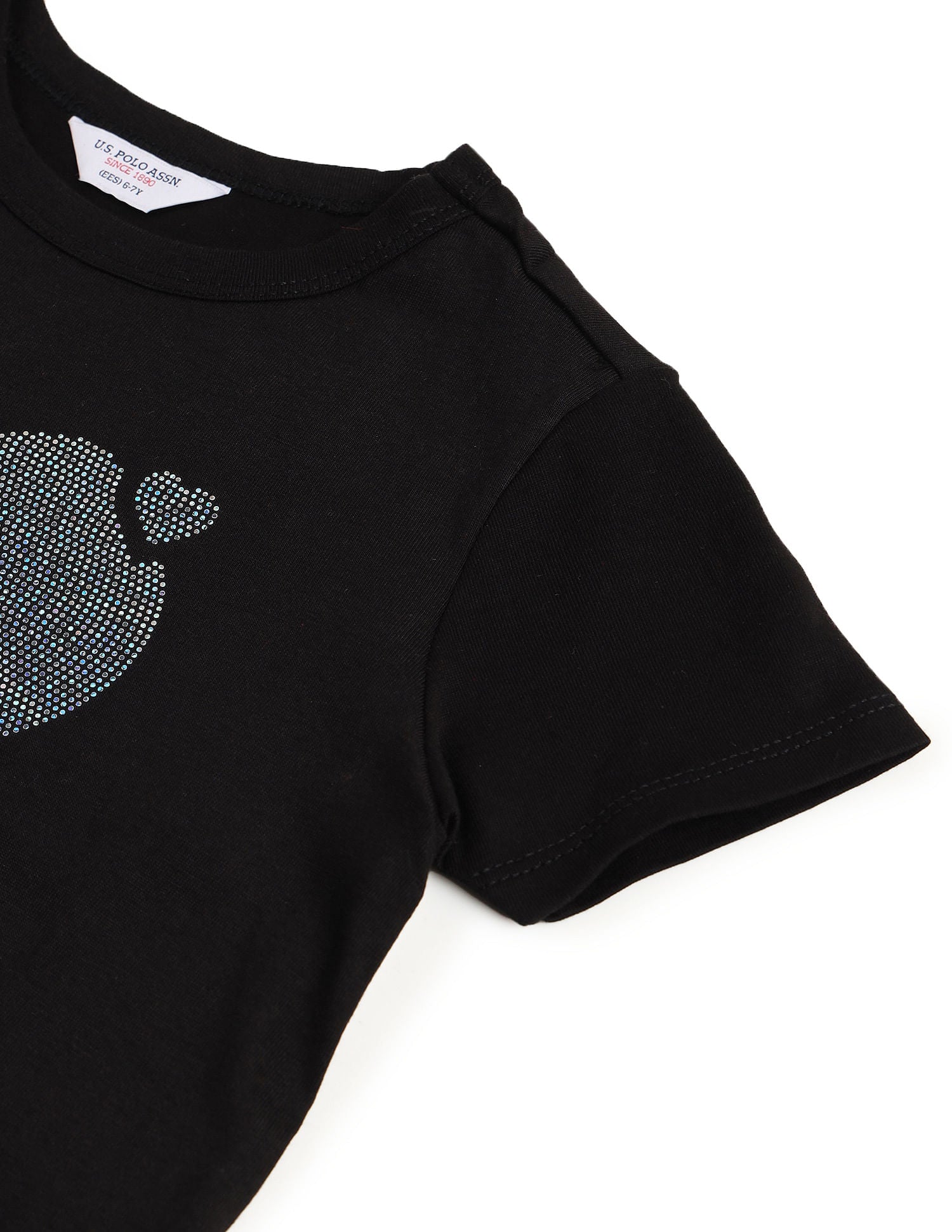 Girls Embellished Cotton T-Shirt Black - U.S. POLO ASSN. | Large