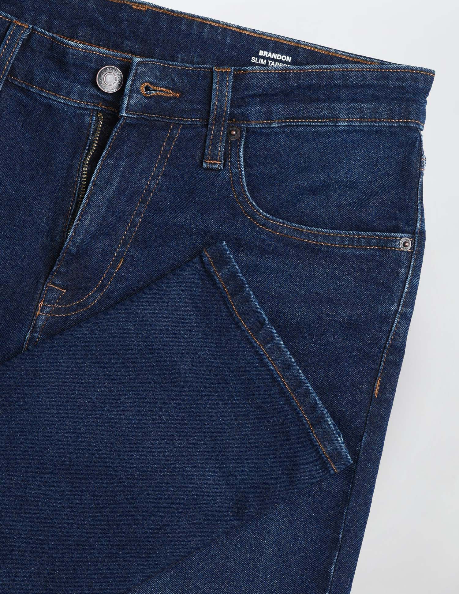 Brandon Slim Tapered Fit Blue Jeans Dark Blue - U.S. Polo Assn. India | Large