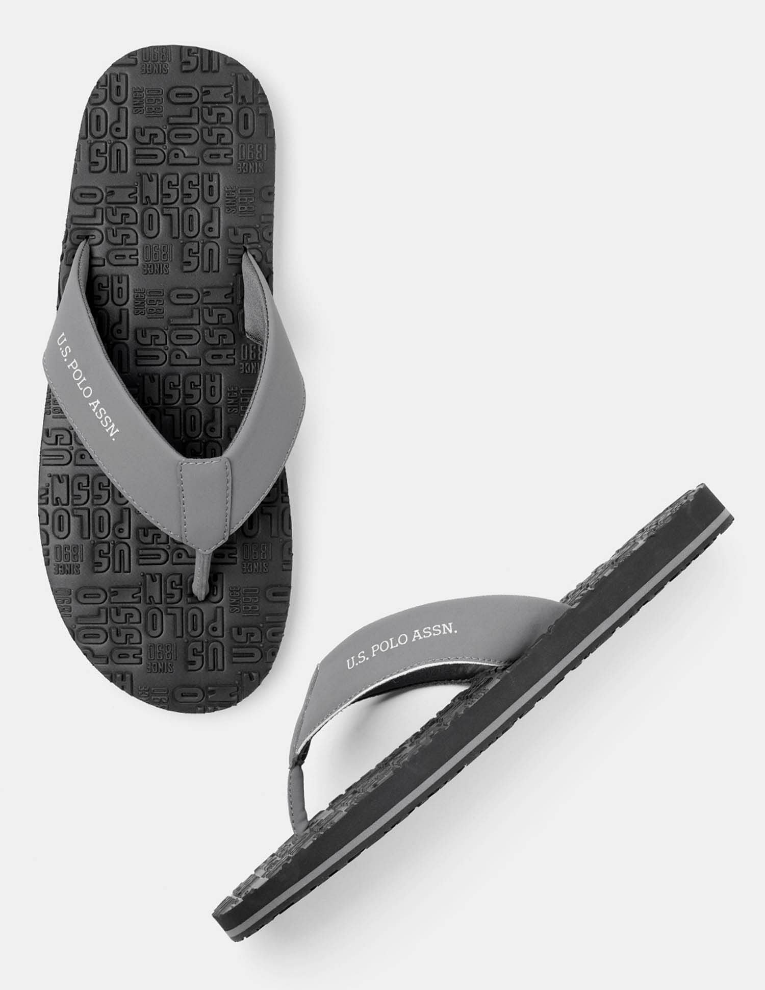 Men Rodri Brand Printed Flip Flops Dark Grey - U.S. POLO ASSN. | Large