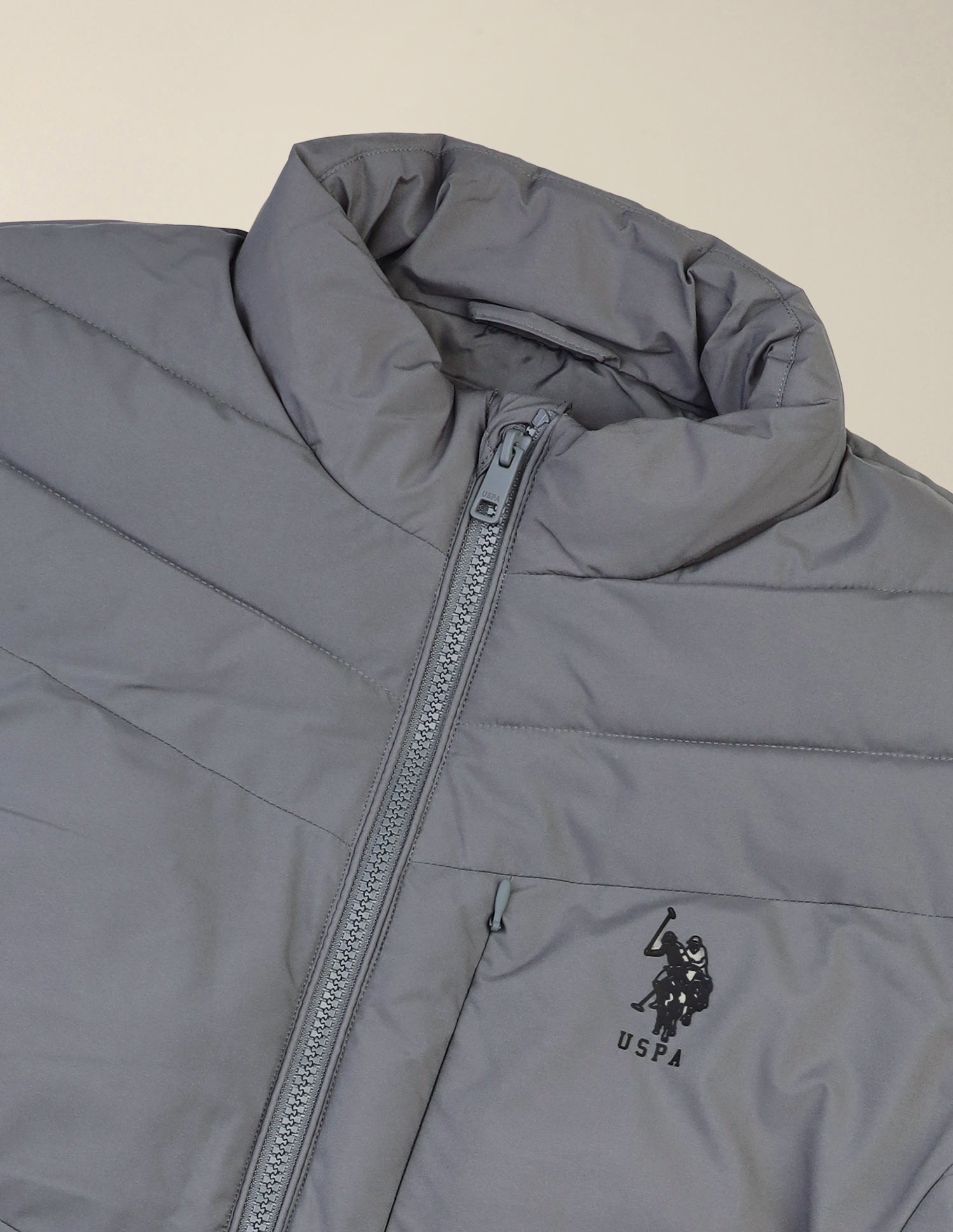 Solid Regular Fit Puffer Jacket Grey - U.S. Polo Assn. India | Large