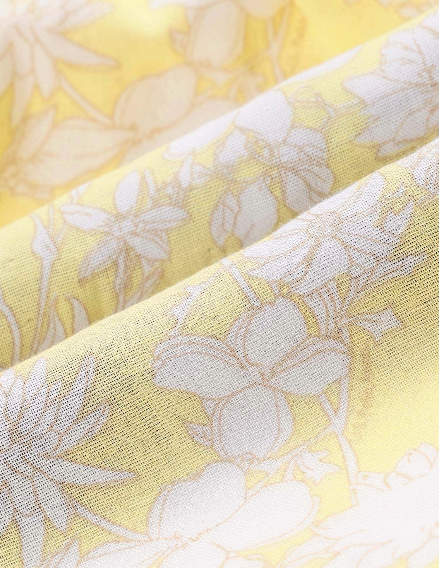 Girls Floral Printed Fit & Flare Dress Light Yellow - U.S. Polo Assn. India | Large