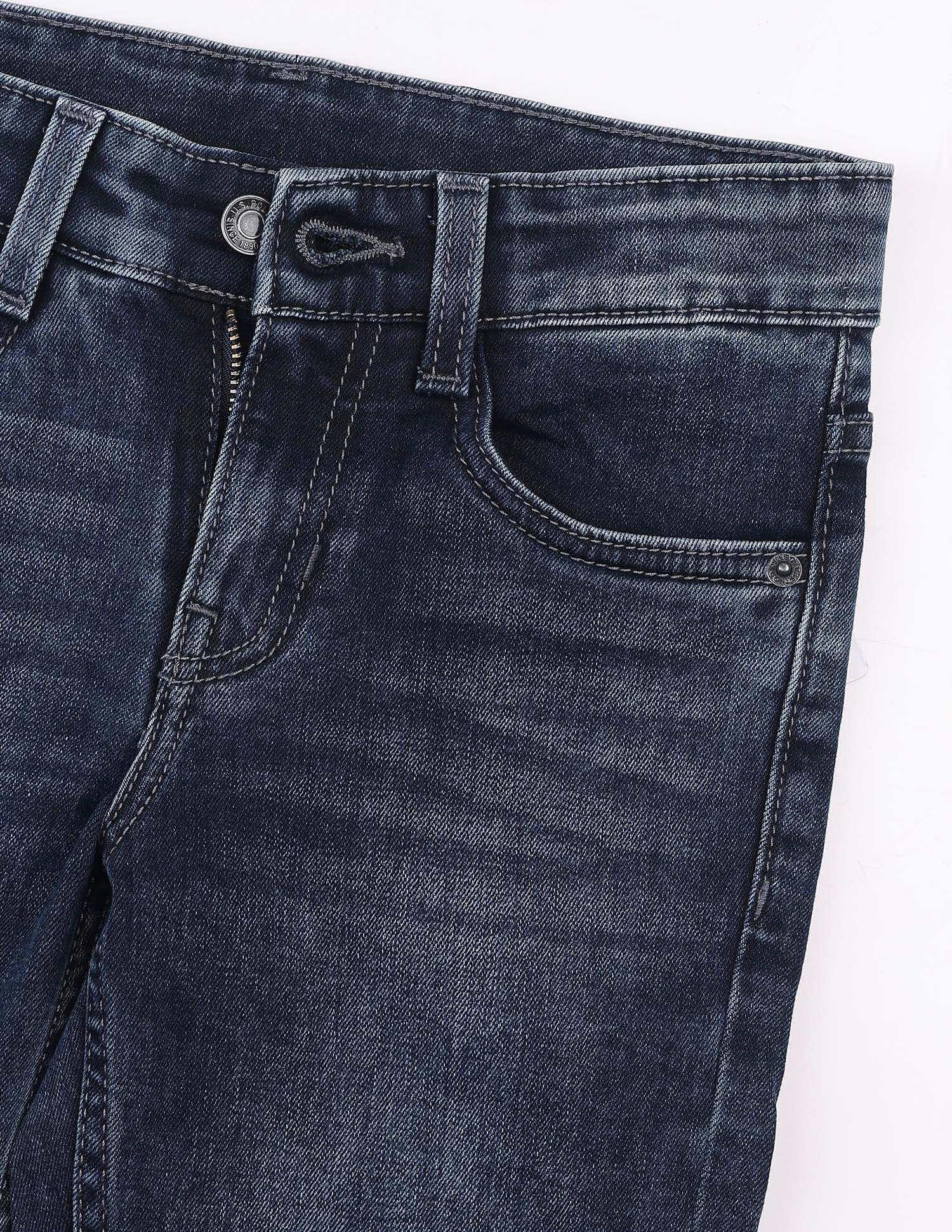 Relaxed Fit Whiskered Jeans Mid Blue - U.S. Polo Assn. India | Large