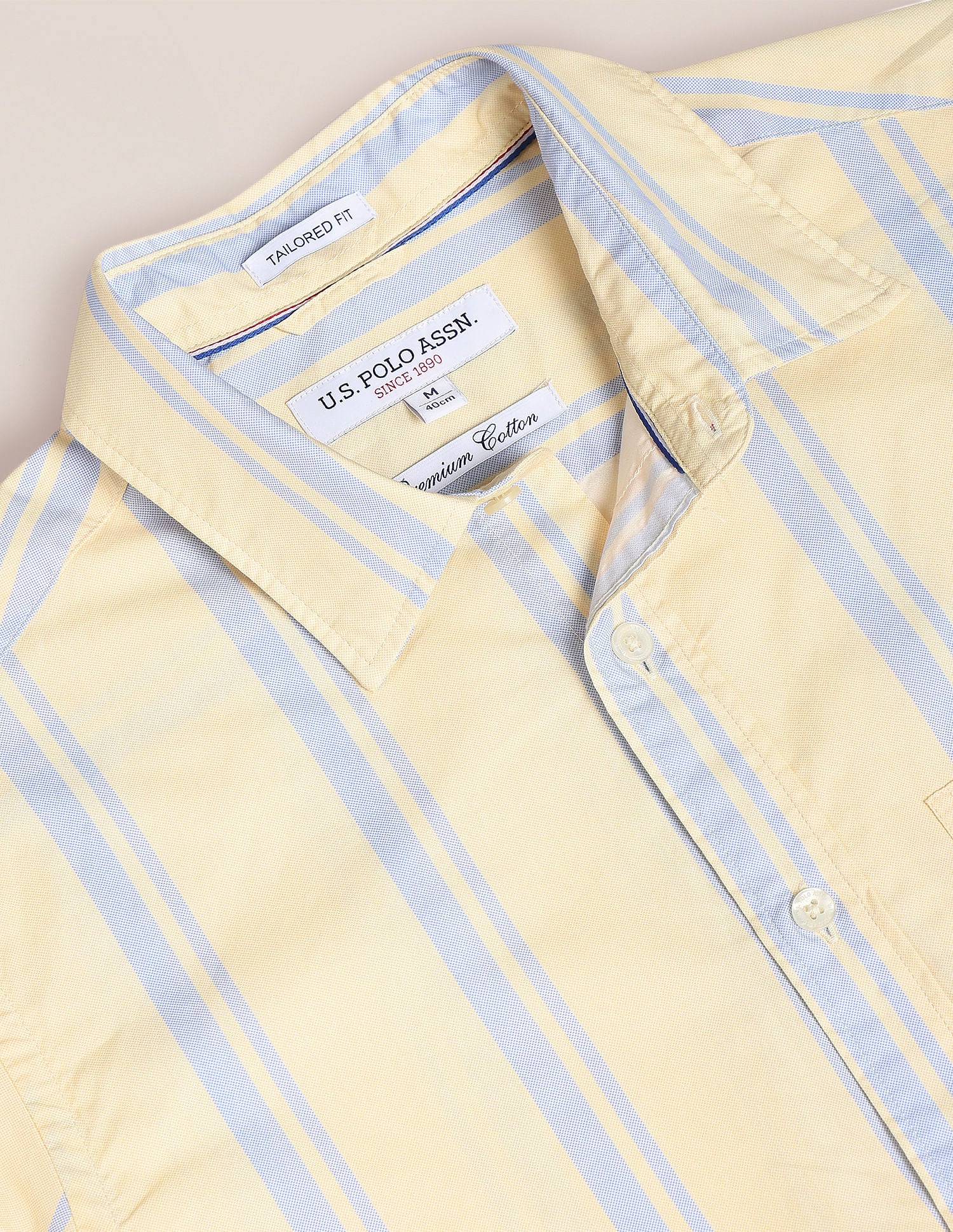 Vertical Stripe Oxford Shirt Yellow - U.S. POLO ASSN. | Large