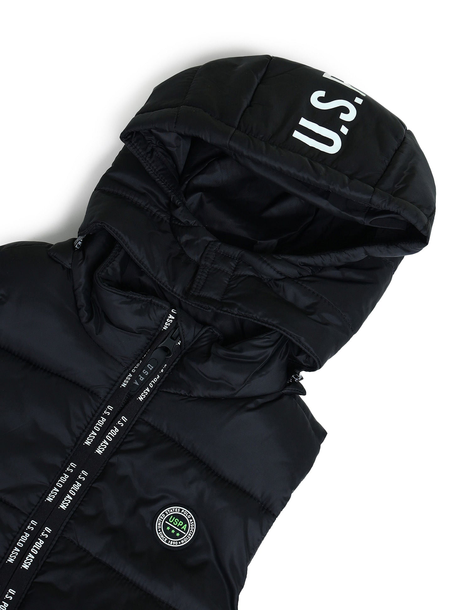 Boys Hooded Gilet Jacket Black - U.S. POLO ASSN. | Large