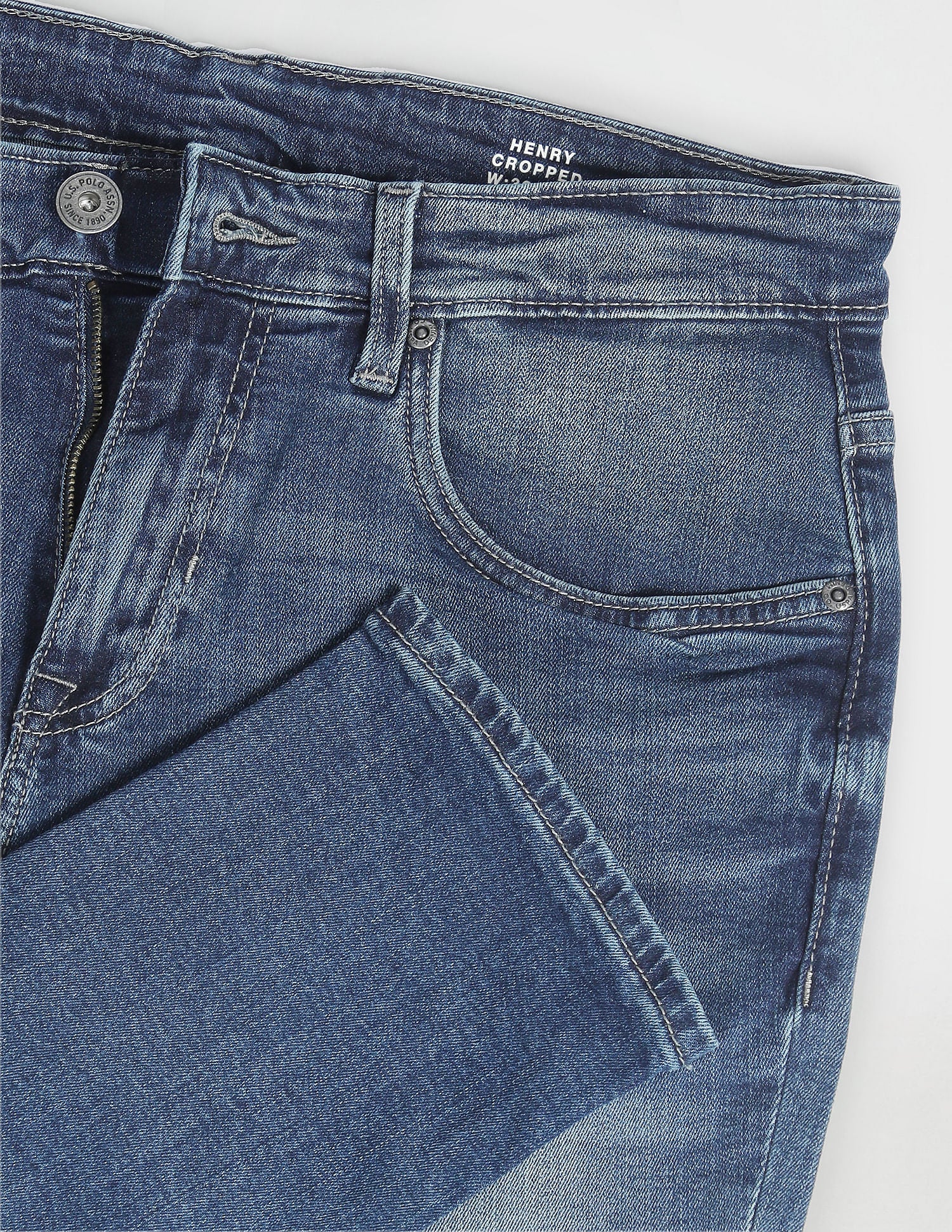 Henry Cropped Fit Blue Jeans Blue - U.S. Polo Assn. India | Large