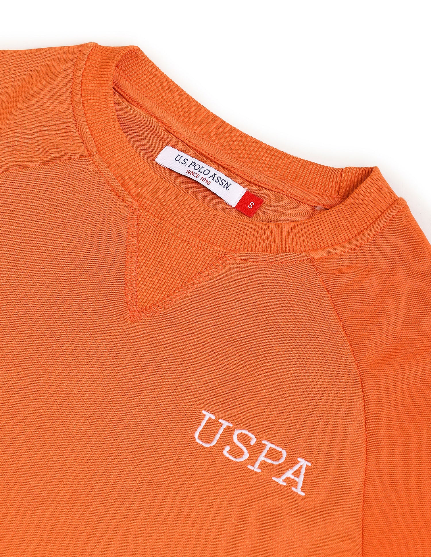 Crew Neck Raglan Sleeve Solid Sweatshirt Orange - U.S. POLO ASSN. | Large