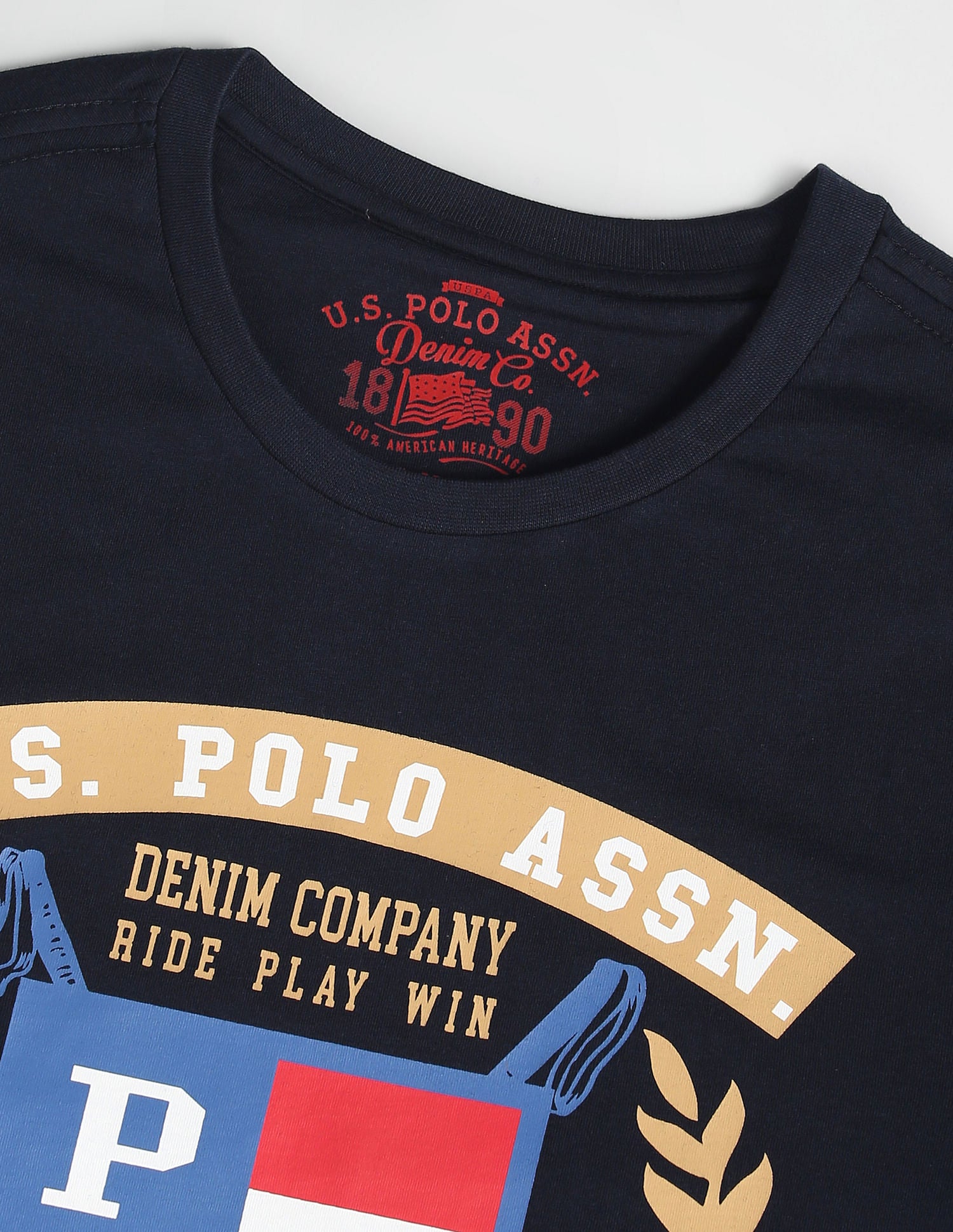 Crew Neck Brand Graphic Print T-Shirt Navy - U.S. POLO ASSN. | Large