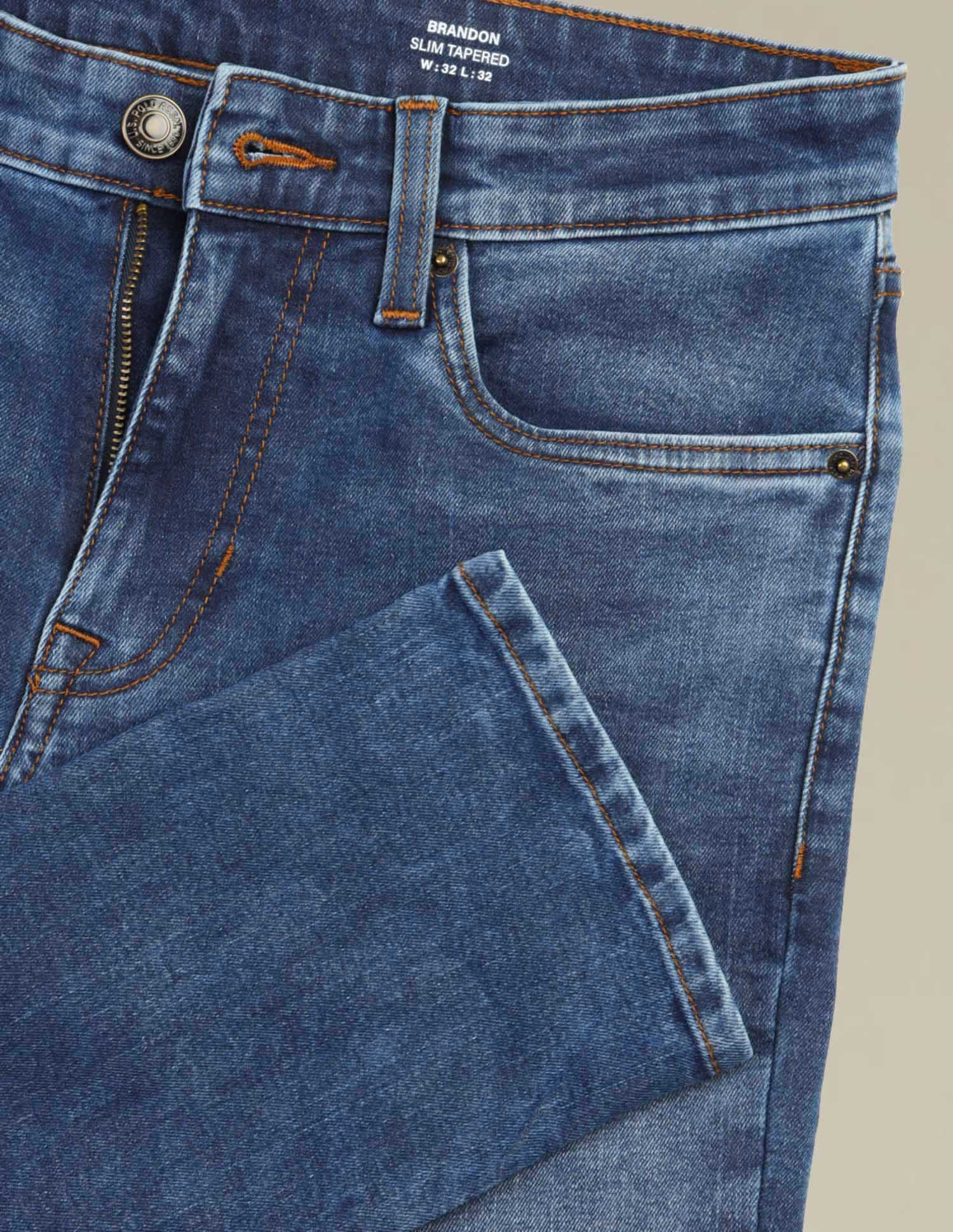 Brandon Slim Tapered Fit Blue Jeans Blue - U.S. POLO ASSN. | Large