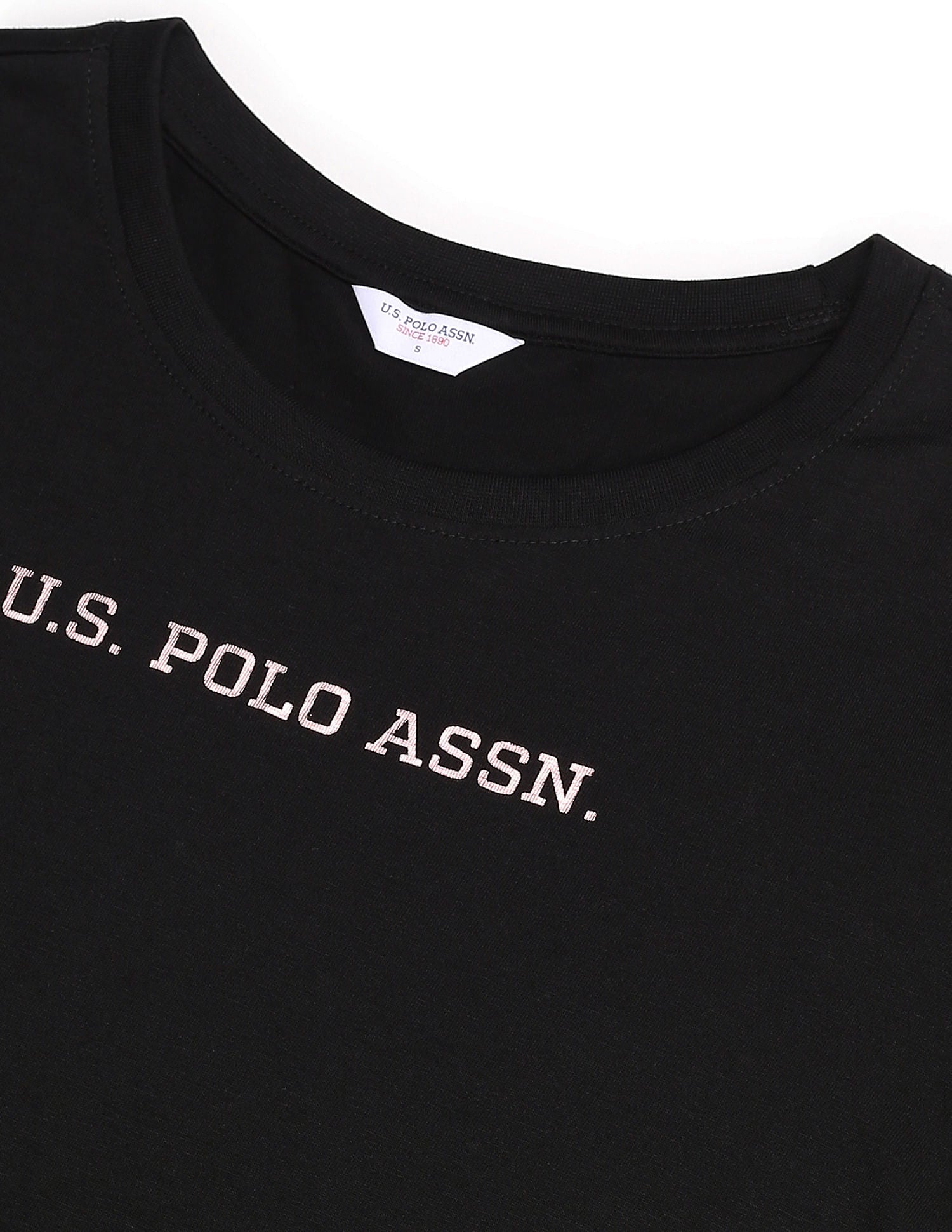 Round Neck Brand Print T-Shirt Black - U.S. POLO ASSN. | Large